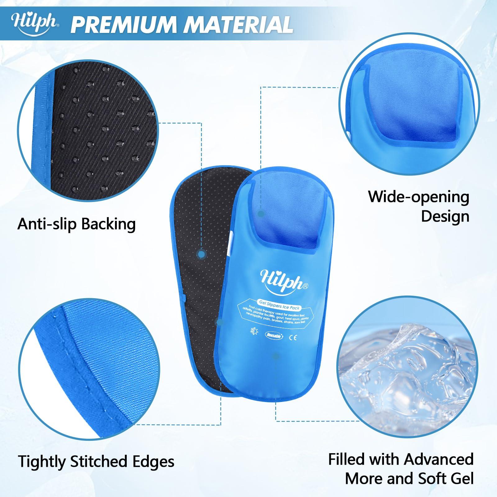 Hilph Hilph Foot Ice Pack Slippers for Plantar Fasciitis 2 Packs, Reusable Hot Cold Packs Gel Ice Slipper for Foot and Broken Toes, Gout, Foot Surgery, Neuropathy, Diabetic, Swollen (Sky Blue)