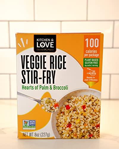 Kitchen & Love Kitchen & Love Hearts of Palm Veggie Rice Stir Fry, Low Carb, Low Calories, Plant Based, Non GMO, Gluten Free Rice Alternative, Vegan, Easy to Prepare Quick Meal 8 Oz (Pack of 3)