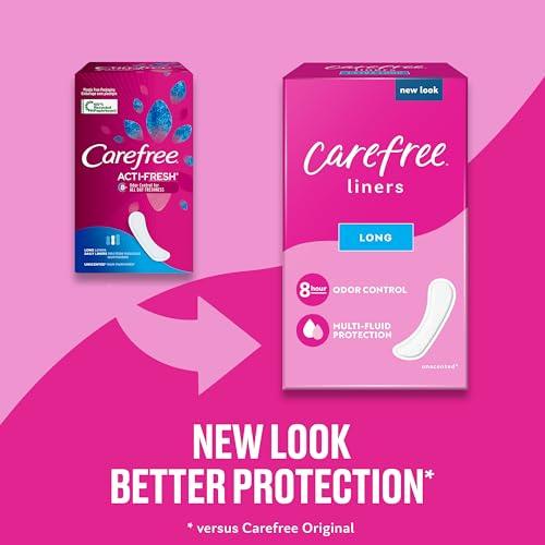 Carefree Carefree Panty Liners for Women, Long, Unwrapped, Unscented, 92ct | Pantiliners, Carefree Liners, Daily Liners for Women, Light Periods and Leaks, 8-Hour Odor Control | 92ct (Packaging May Vary)