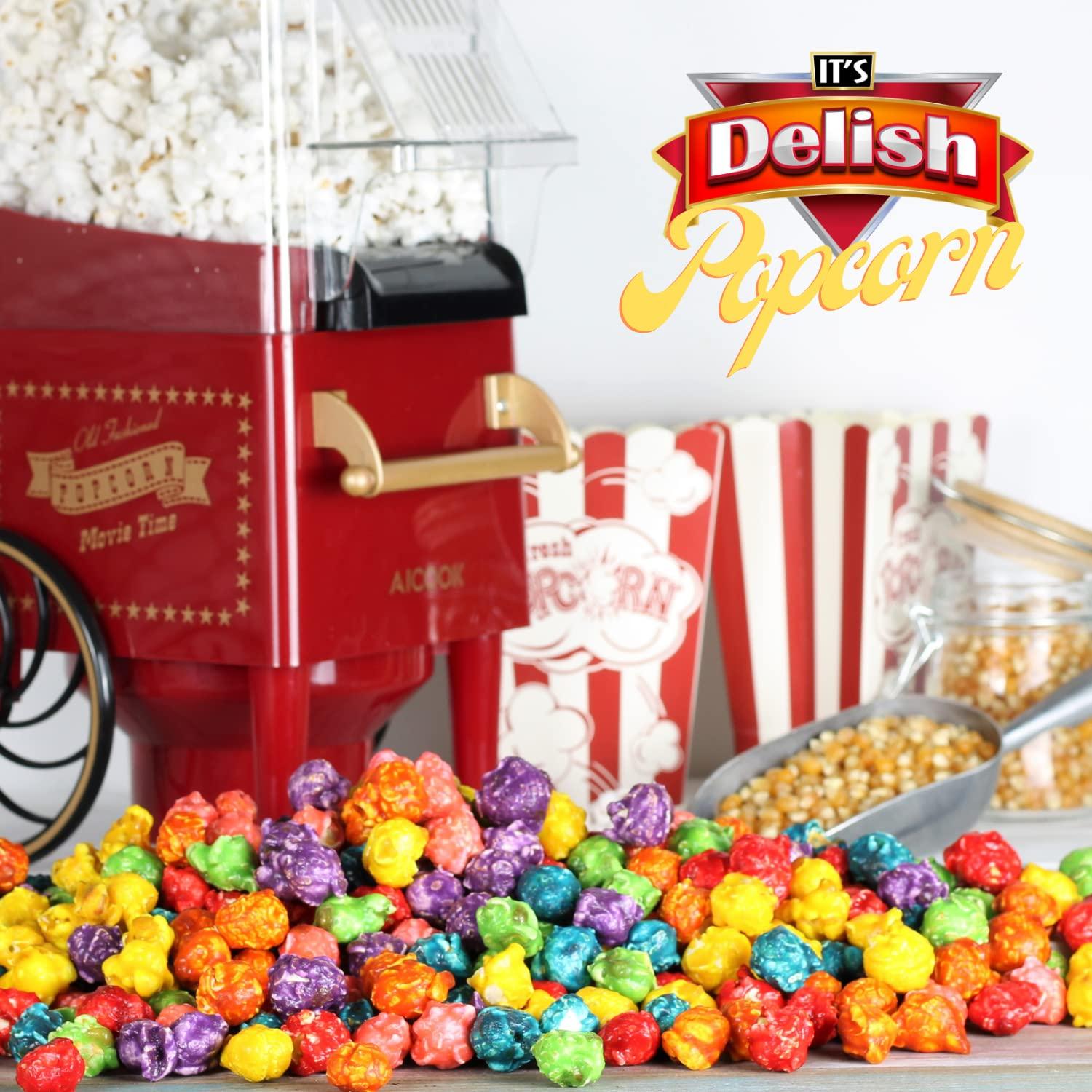 It's Delish Gourmet Rainbow Colored Popcorn by It's Delish – 8 Oz Bulk Bag | Multi Color Popcorn Snack - Fruity Flavored Popcorn Fun Confetti | Birthday Party, Events – Gluten Free, Vegan, Kosher