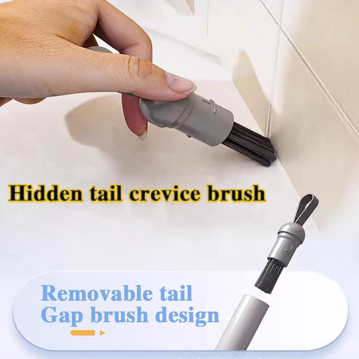 RIEONA Rotatable Self-Squeeze Mini Mop with Crevice Brush, Short Rotatable Hand Wash-Free Flat Squeeze Mop, Portable Self-Squeeze 3 in 1 Mini Mop Cleaning Tools for Desk, Floor ( Color : Gray )