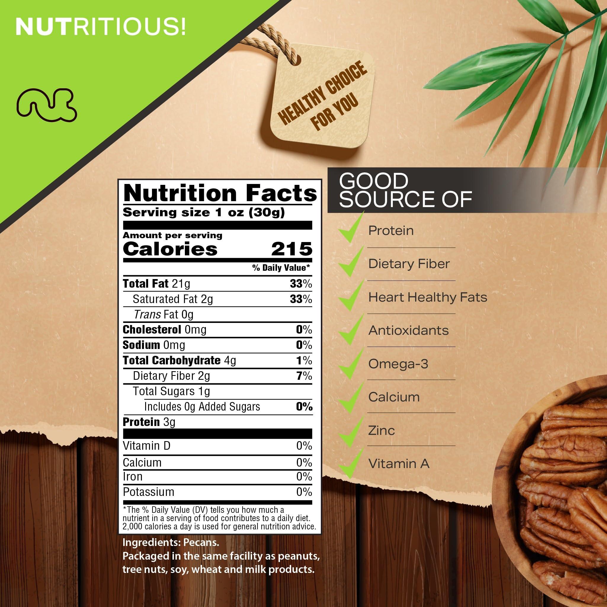 Nut Cravings NUT CRAVINGS - Raw Pecans Halves & Pieces, Unsalted, Shelled, (16oz - 1 LB) Bulk Nuts Packed Fresh in Resealable Bag - Kosher Healthy Snack, Natural Keto Vegan - Ideal for Trail Mixed Nuts
