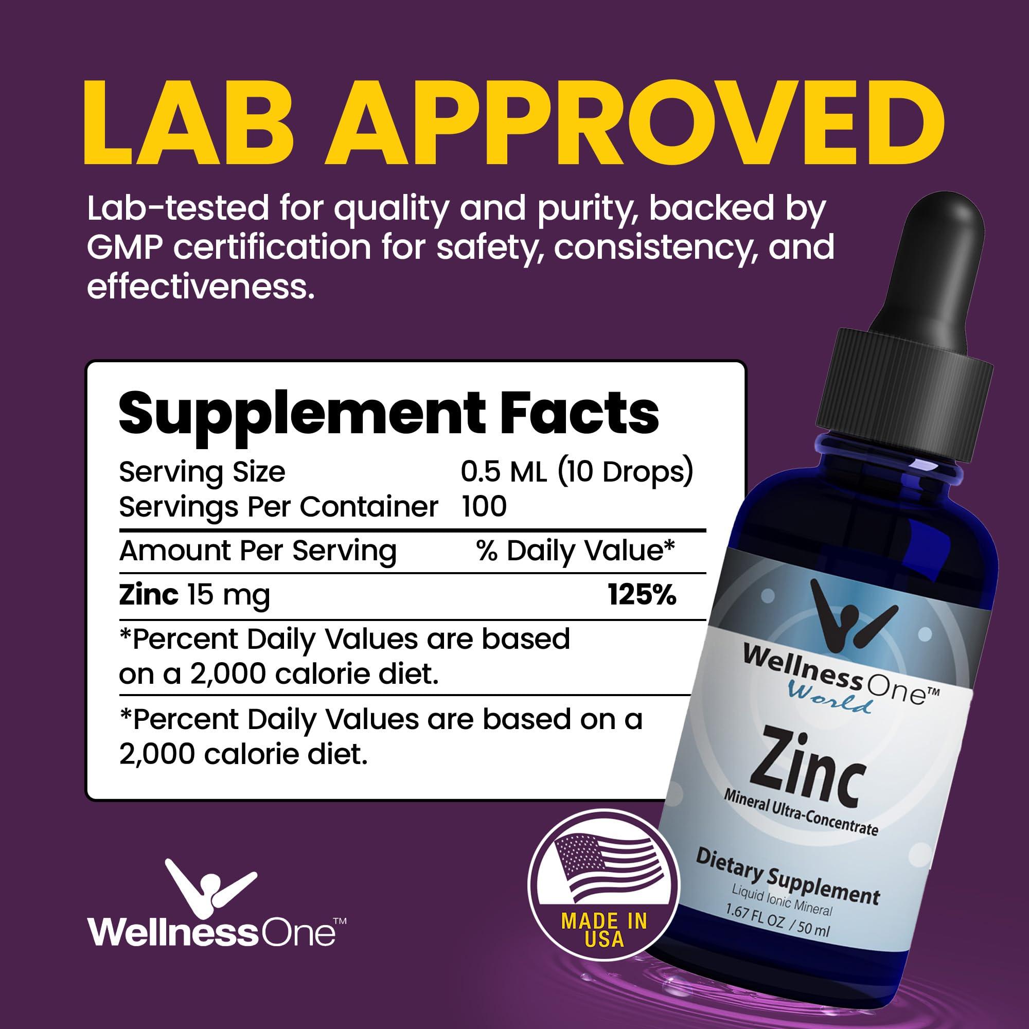 WellnessOne WellnessOne Ionic Liquid Zinc Drops for Immunity Support - Highly Absorbable Zinc Liquid Supplements for Kids & Adults - USA Tested, Vegan, Non-GMO, Gluten-Free, 1.67 fl oz