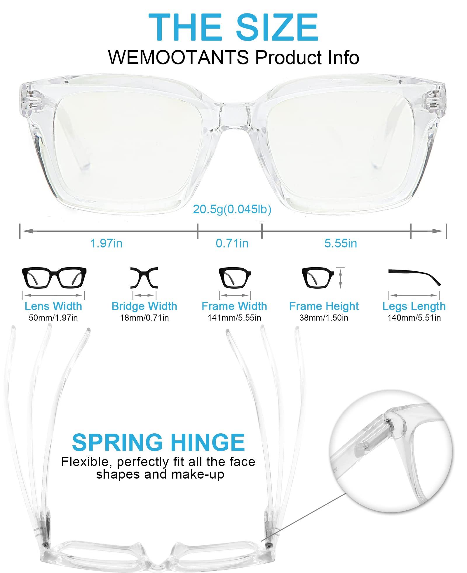 WEMOOTANTS WEMOOTANTS Blue Light Blocking Reading Glasses Large Square Computer Readers 1.00 1.50 2.00 2.50 3.00 3.50 Transparent 2.5