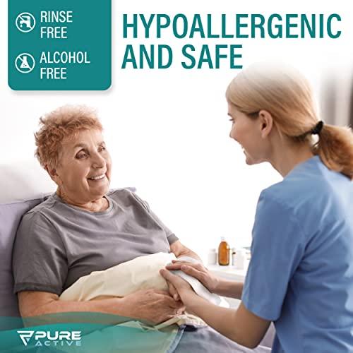 Pure Active 60 Individually Wrapped Shower Body Wipes + 50 Extra Thick Unscented Shower Wipes, Camping Wipes For Bathing, Rinse Free Body Cleansing Wipes