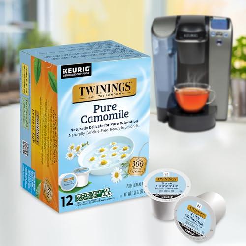 Twinings Twinings Pure Camomile Herbal Tea K-Cup Pods for Keurig, 12 Count (Pack of 6), Made with Pure Camomile Blossoms, Naturally Caffeine-Free, Enjoy Hot or Iced | Packaging May Vary