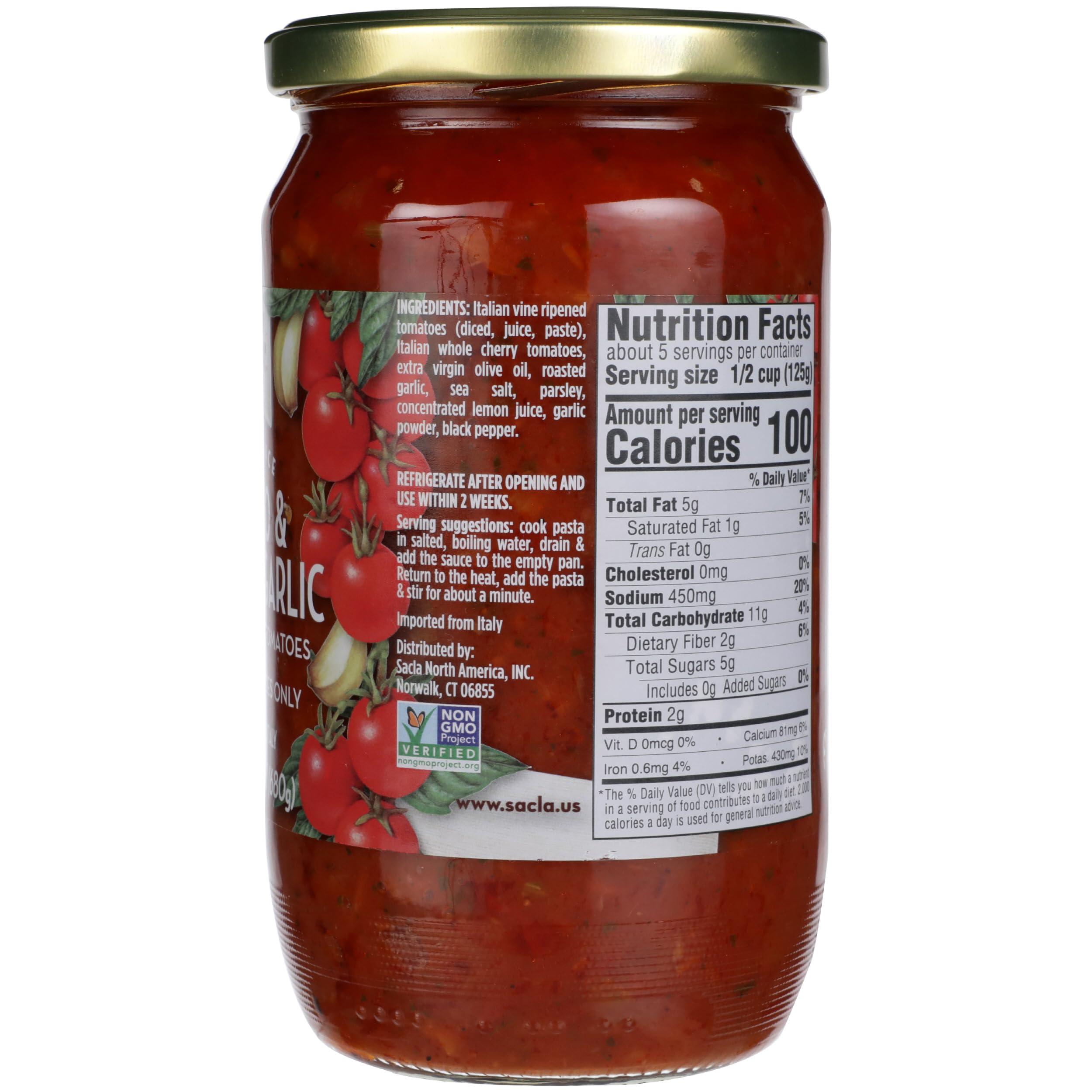 Sacla SaclaRoasted Garlic Cherry Tomato Pasta Sauce, No Added Sugar, 24 Ounces (Pack Of 6)