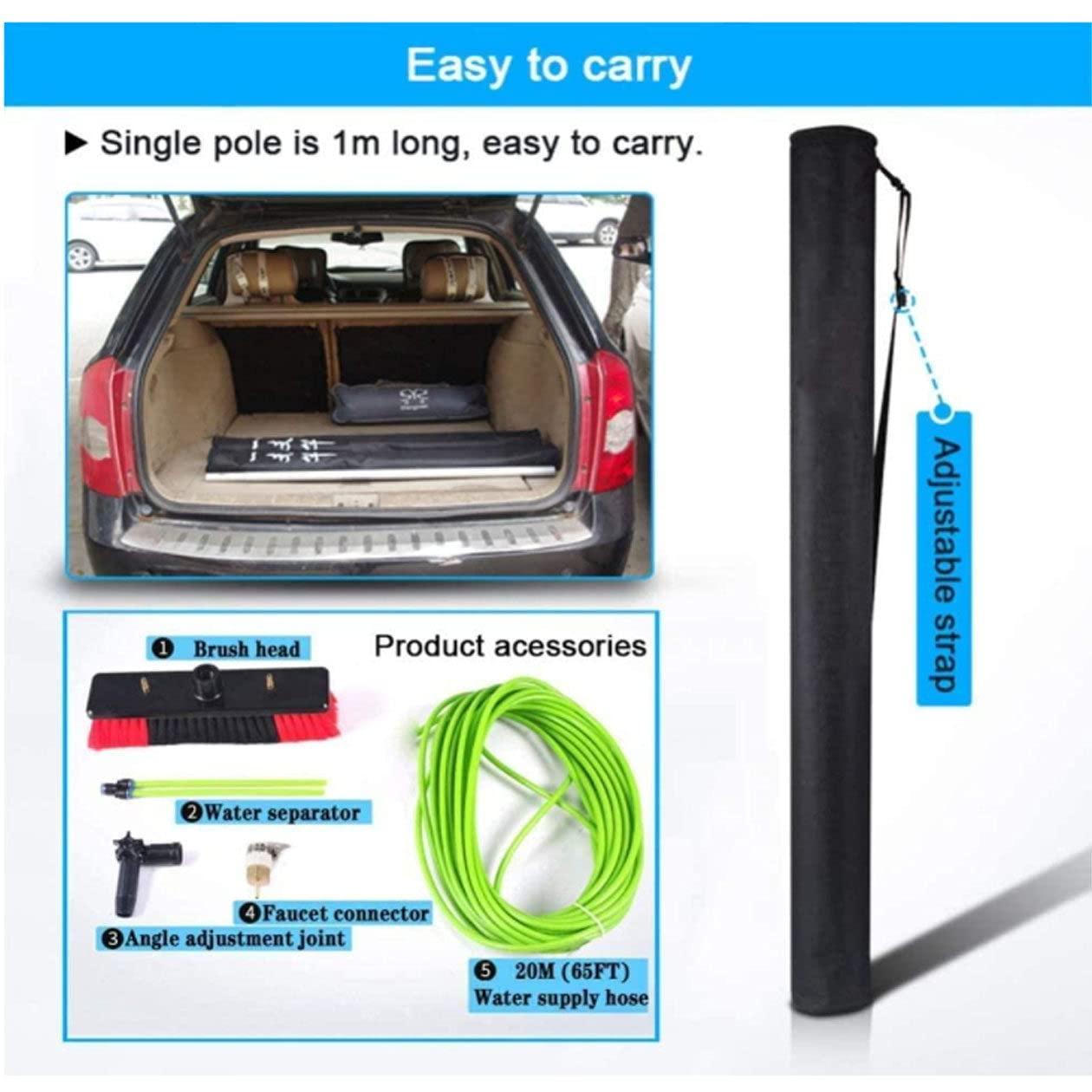 wzfdm Water Fed Pole Kit, Telescopic Solar Panels Cleaning Pole Window Cleaning Equipment, Adjustable Height and 30Cm Cleaning Brush,24FT/7.2m