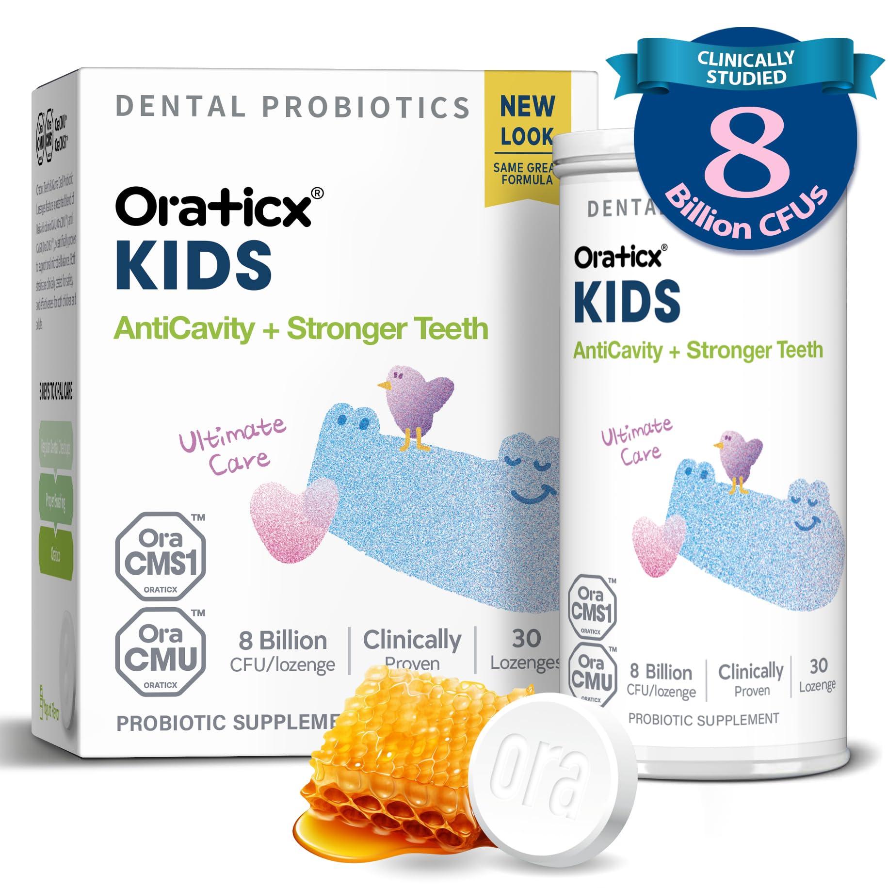 OraTicx OraTicx Kids Dental Probiotics for Anti-Cavity + Healthy Teeth and Gums, 8 Billion CFU Probiotics for Oral Health, Sugar Free Yogurt Flavor 1-Pack