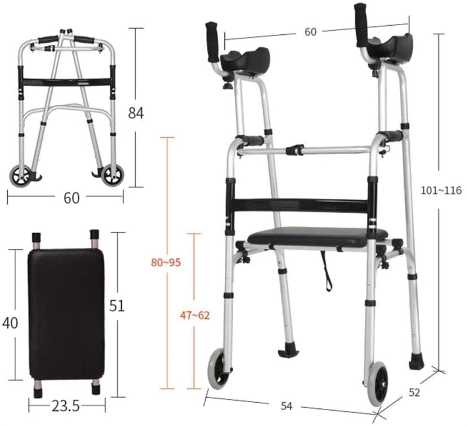 BHANAY Rollator Walker Mobility Walking Aid for Adult Elderly Walker Old Man Standing Stand Disabled, Obese Patients Walking Frame Height Adjustable