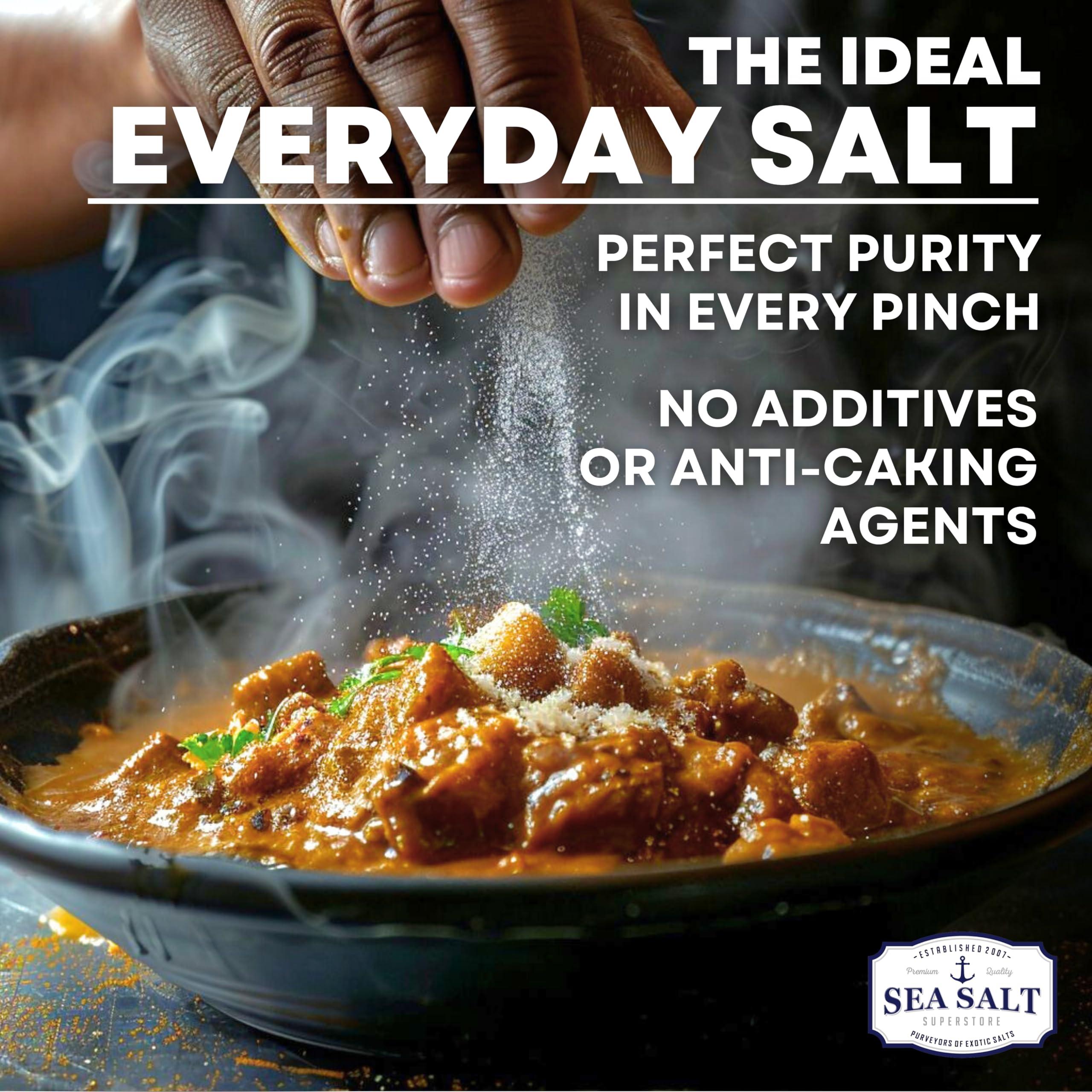 Sea Salt Superstore Fine Grain Sea Salt, Table Salt Replacement Fine Sea Salt for Baking, Pure Non-Iodized Baja California Salt, Mineral Rich Cooking Salt, Fine Salt, 14 oz Bag, Sea Salt Superstore