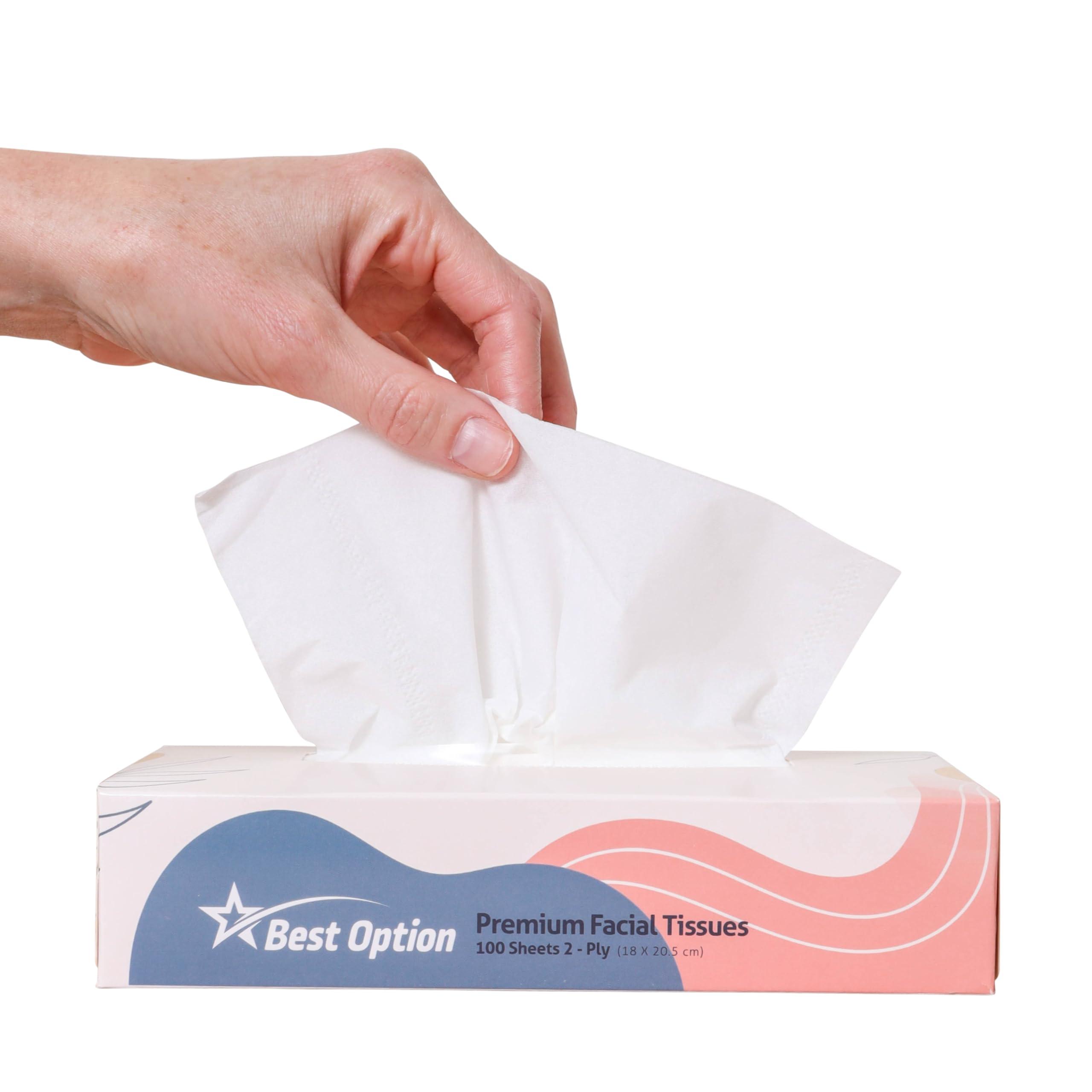 Best Option Soft 2-Ply Facial Tissue, White, 100-Count Box| Professional, Gentle and Durable | Great for Bathroom, Office, Business, School (3,000 Tissues, Bulk Pack of 30-Boxes)