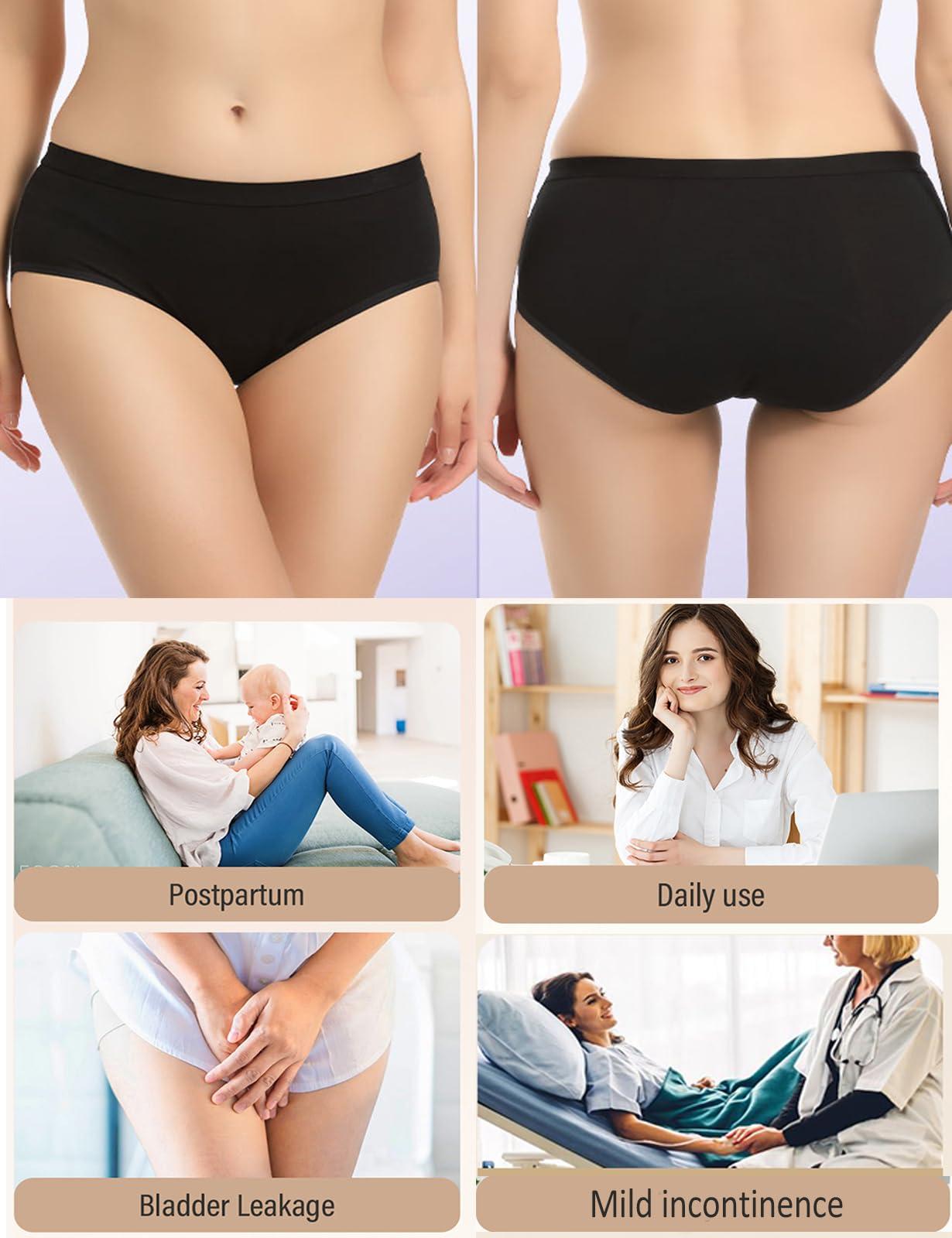 Voxshe Incontinence Underwear for Women Washable Leak Proof Underwear for Women 50ml Regular Absorbent Womens Incontinence Underwear for Incontinence Postpartum Bladder Leak Protective Panties BL-2pcs-S