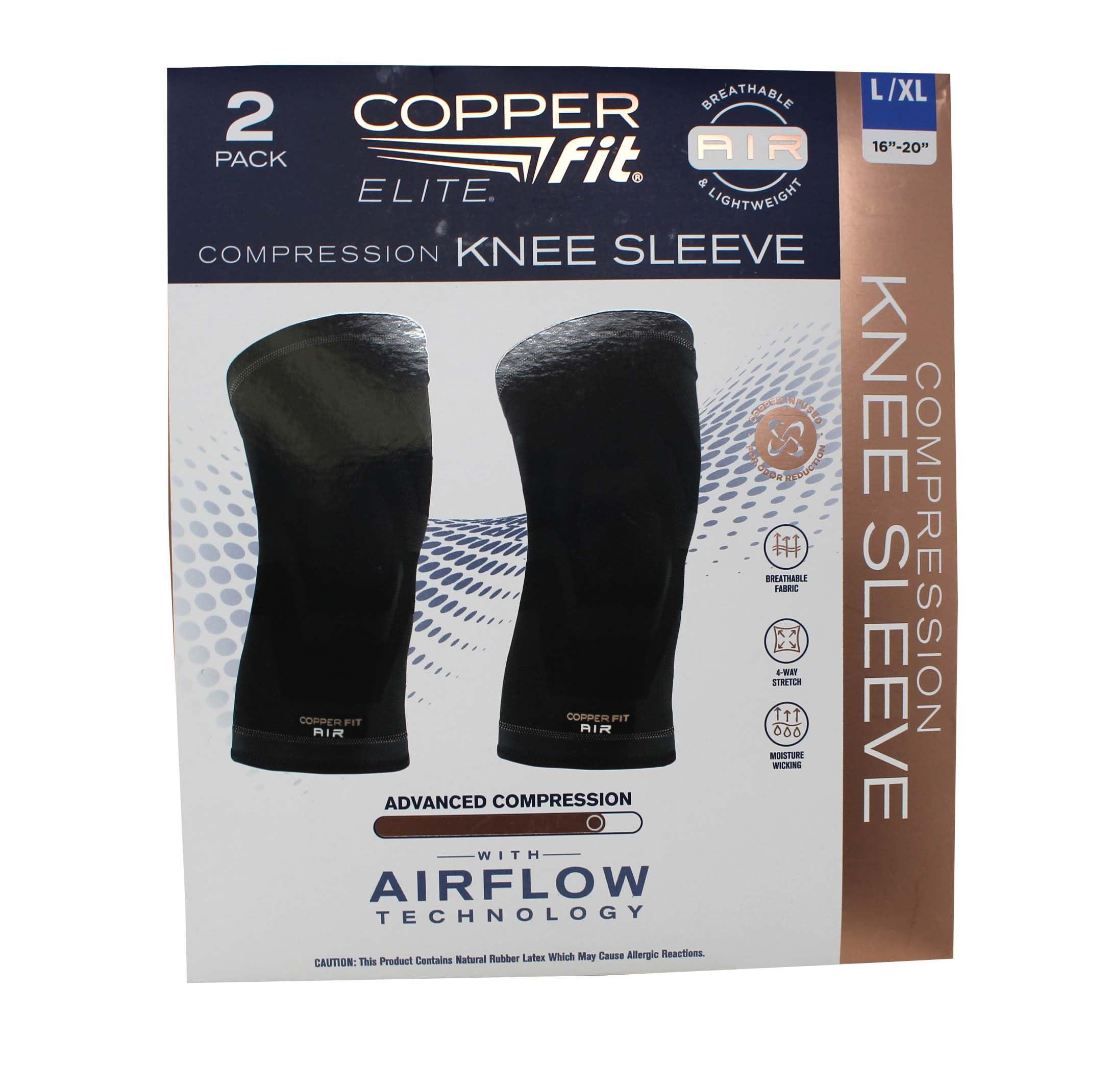 Copper Fit Copperfit Elite Air Knee Compression Support Knee Sleeve for Joint Pain and Arthritis Relief L/XL - 2 Pack, Large