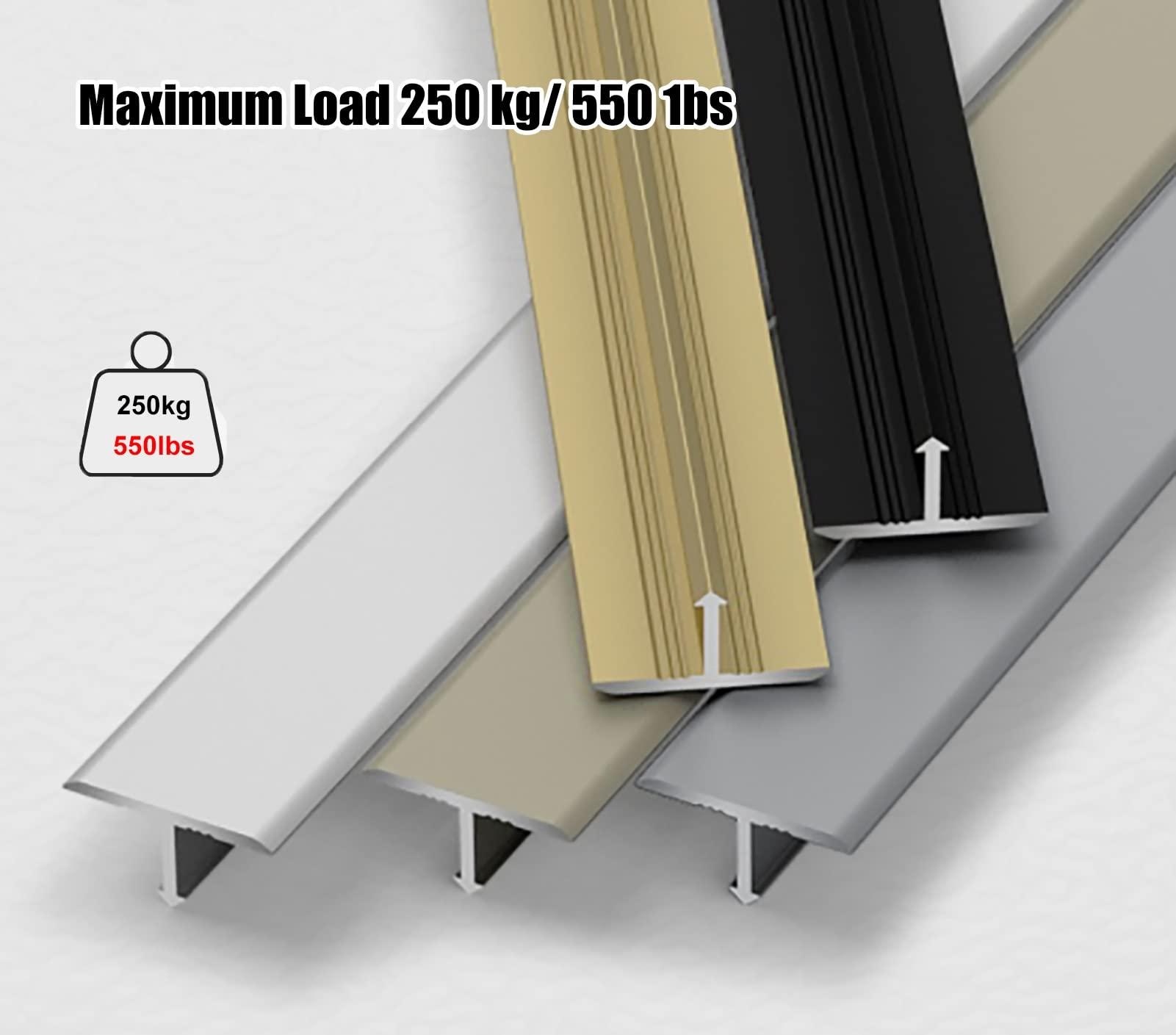 LJHU Threshold Transition Strips Durable Indoor Transition Strips, T-Mold Reducer Flute for Tile to Laminate/Wood to Tile, Customizable Size Easy Clean Floor Transition (Color : Silver, Size : Large)