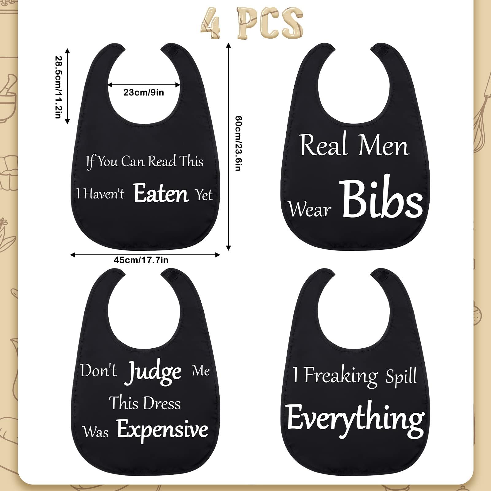Zhanmai Zhanmai 4 Pcs Funny Large Adult Bibs Washable Dining Clothing Protectors for Women Men Eating Feeding (Elegant Style)