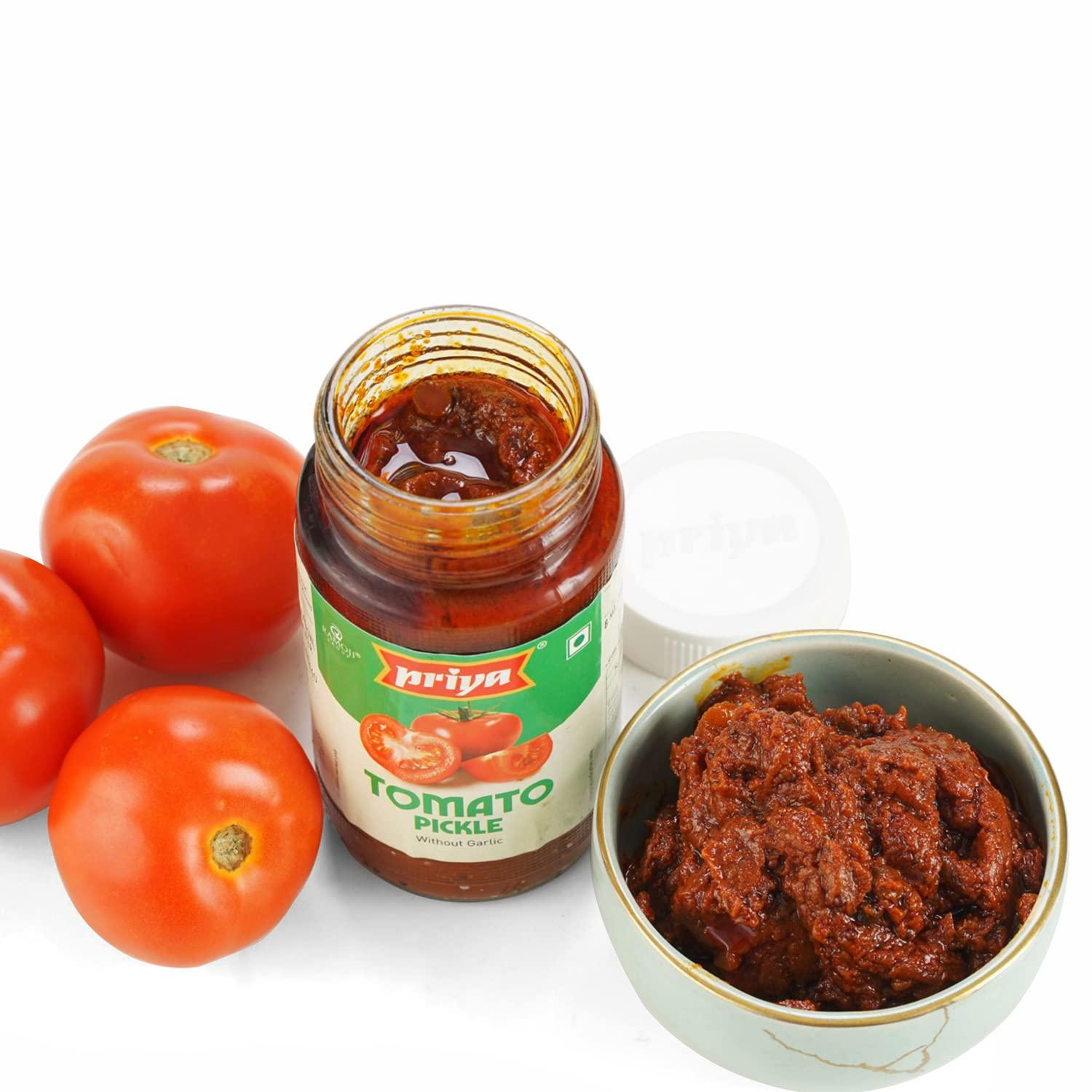 Priya Priya Pickle - Tomato (with Garlic), 300g Jar