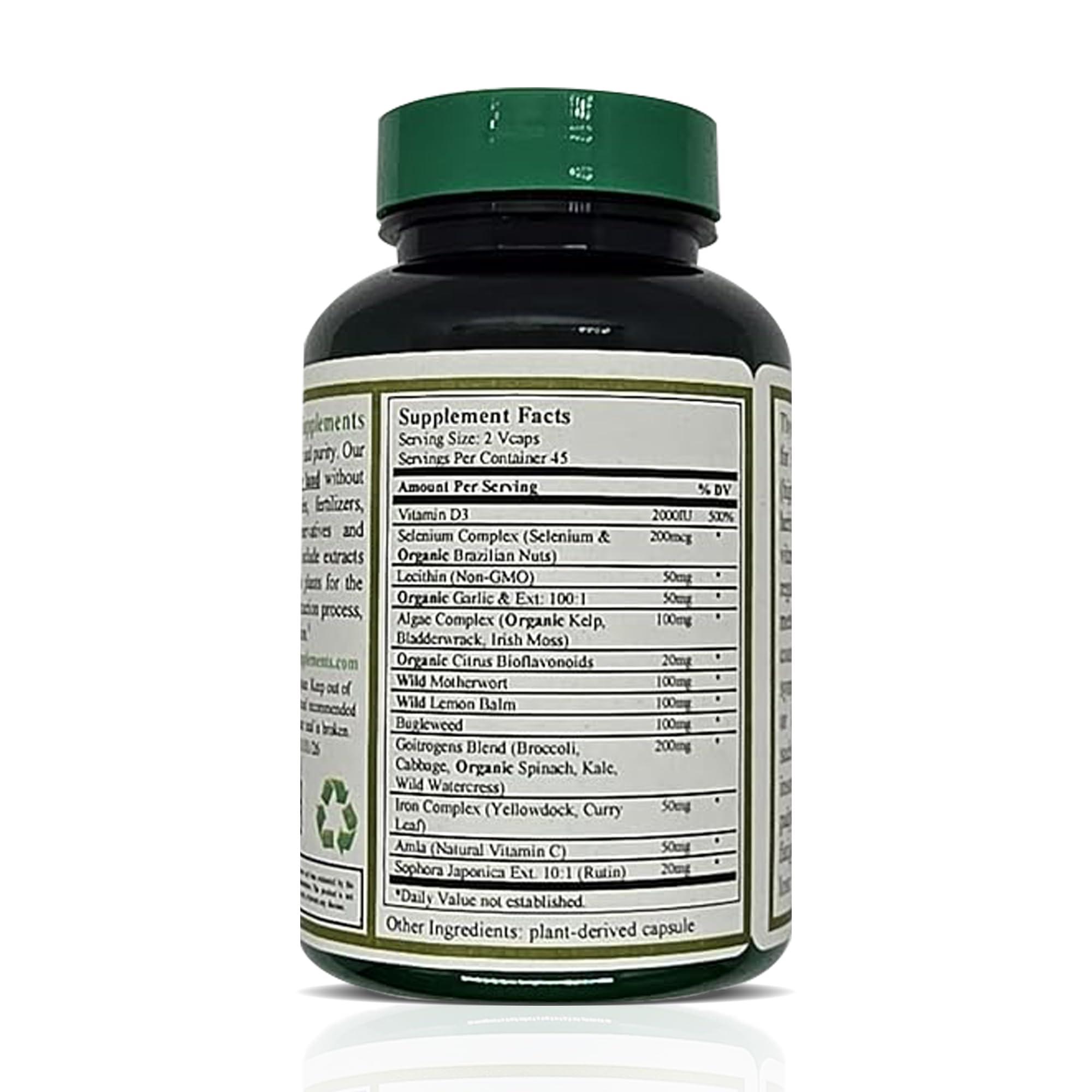 Green Organic Supplements Green Organic Supplements Thyroid & Hypothyroidism, High Absorbable, Non-GMO, Gluten-Free