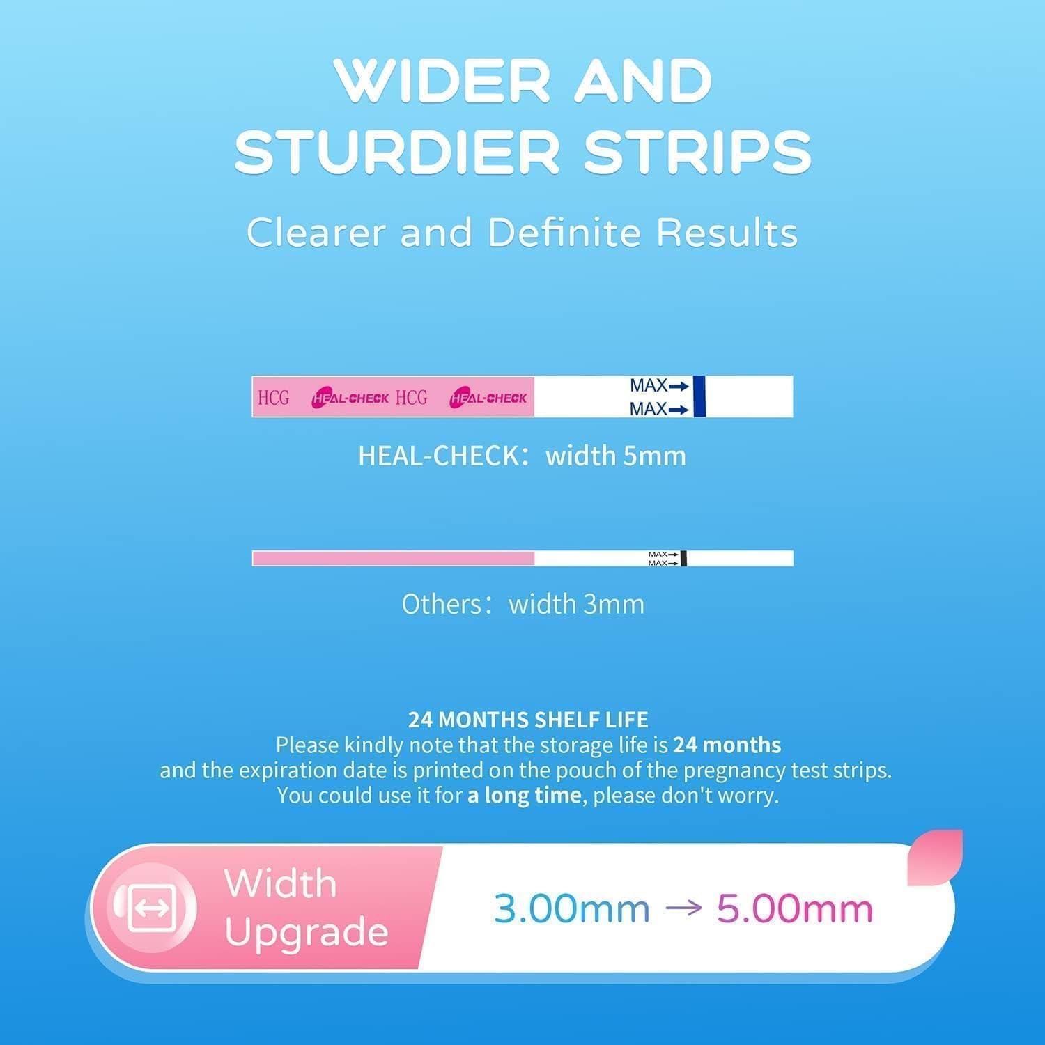 HEAL-CHECK Pregnancy Tests with Cup, HEAL-CHECK Bulk Pregnancy Test Strips for Home Detection, Over 99% Accuracy, Individually Wrapped, Extra-Wide 5mm HCG Test Kit Comfortable Grip, 25 Count, Pruebas De Embaraz