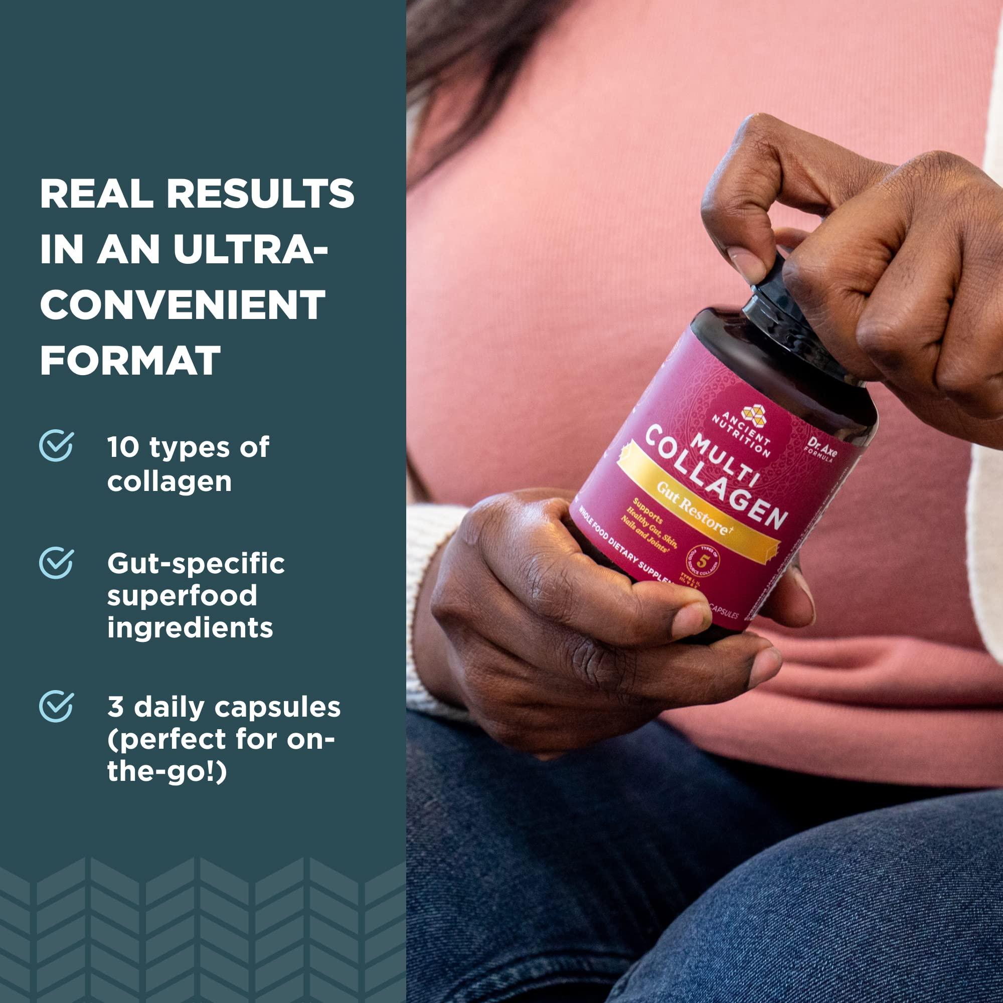 Ancient Nutrition Collagen Pills with Probiotics for Gut Health by Ancient Nutrition, Multi Collagen Capsules Gut Restore 90 Ct, Supports Gut, Joints, Hair & Nails, Gluten Free, Paleo and Keto Friendly