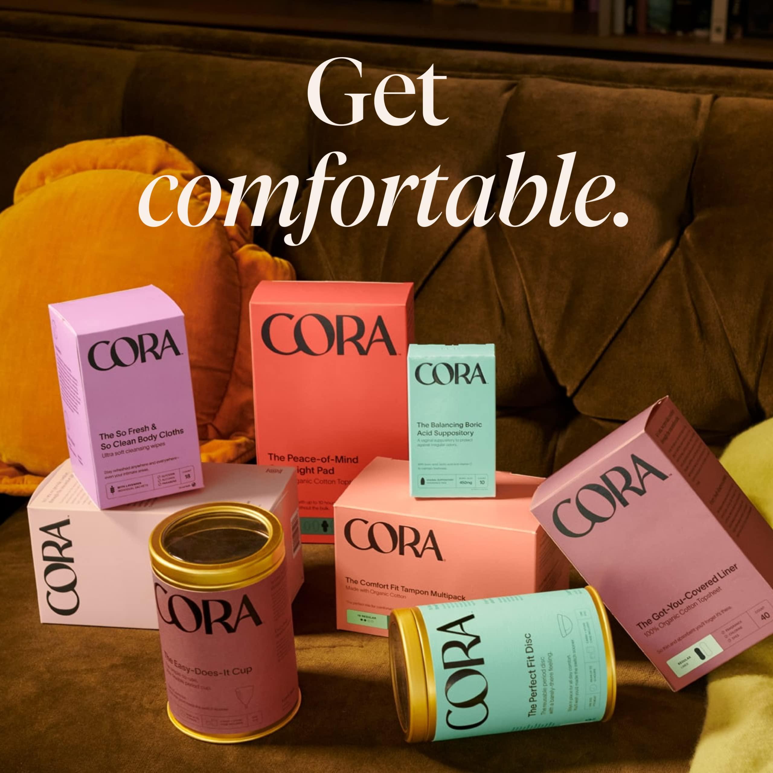 Cora Cora 100% Organic Cotton Non-Applicator Tampons | Ultra-Absorbent, Unscented, Natural, Non-Toxic, Applicator Free | Eco-Conscious S/S+ (36 S/S+ Tampons)