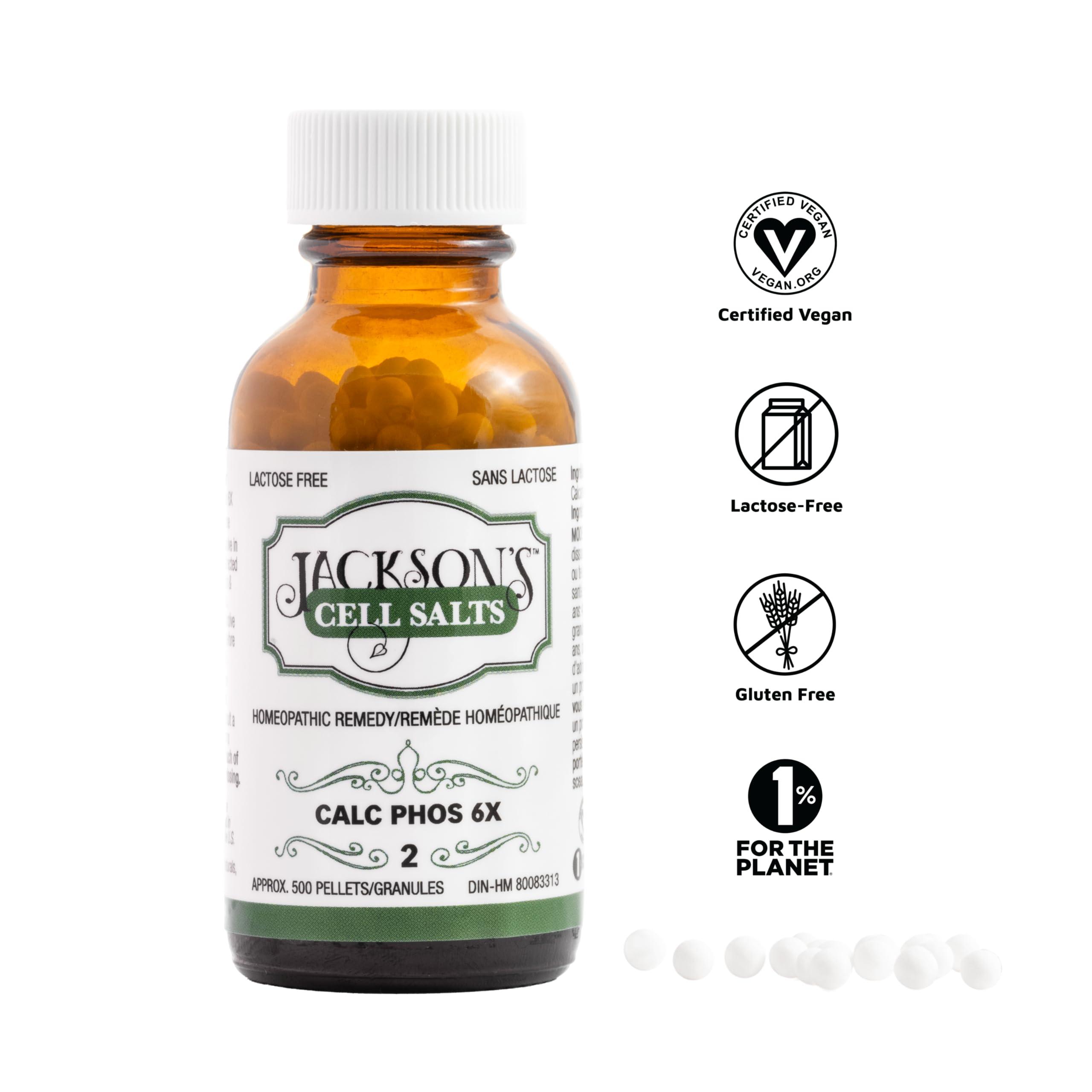 Jackson's Jacksons Cell Salt #2 Calc phos 6X (500 Pellet Bottle) Certified Vegan, Lactose-Free Calcarea phosphorica 6X