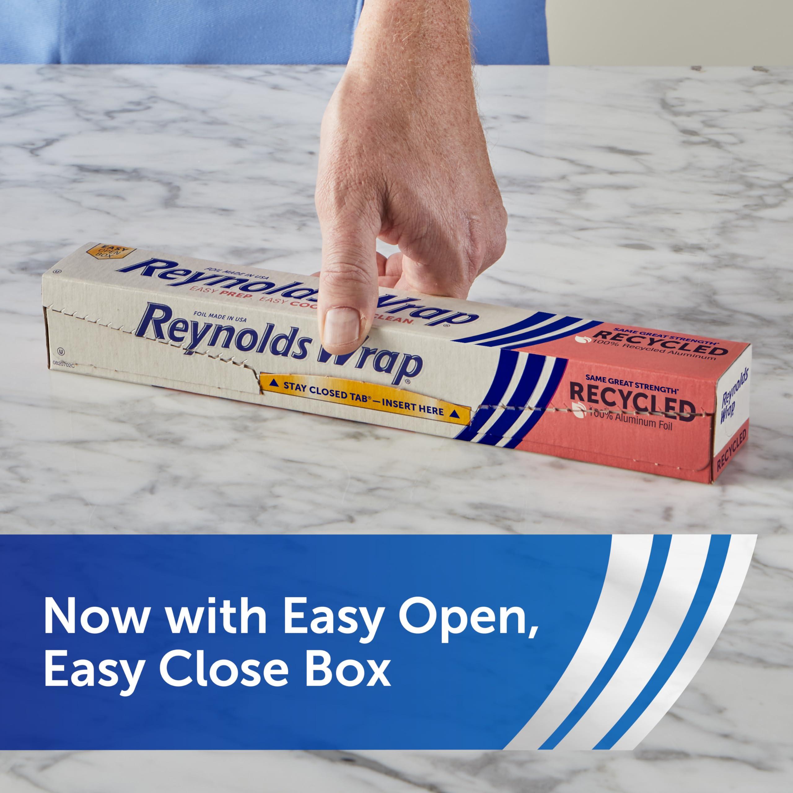 Reynolds Reynolds Wrap Recycled Aluminum Foil Roll, Made from 100% Recycled Materials, With Secure Easy Open and Close Tab, 200 Sq. Ft.