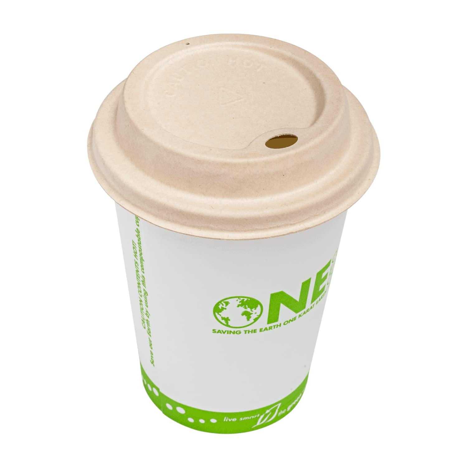 KARAT EARTH KARAT EARTH KE-BDL516N 90mm PFAS Free Bagasse Sipper Dome Lid for 10-24 oz. Hot Cup, Natural - Case of 500 pcs