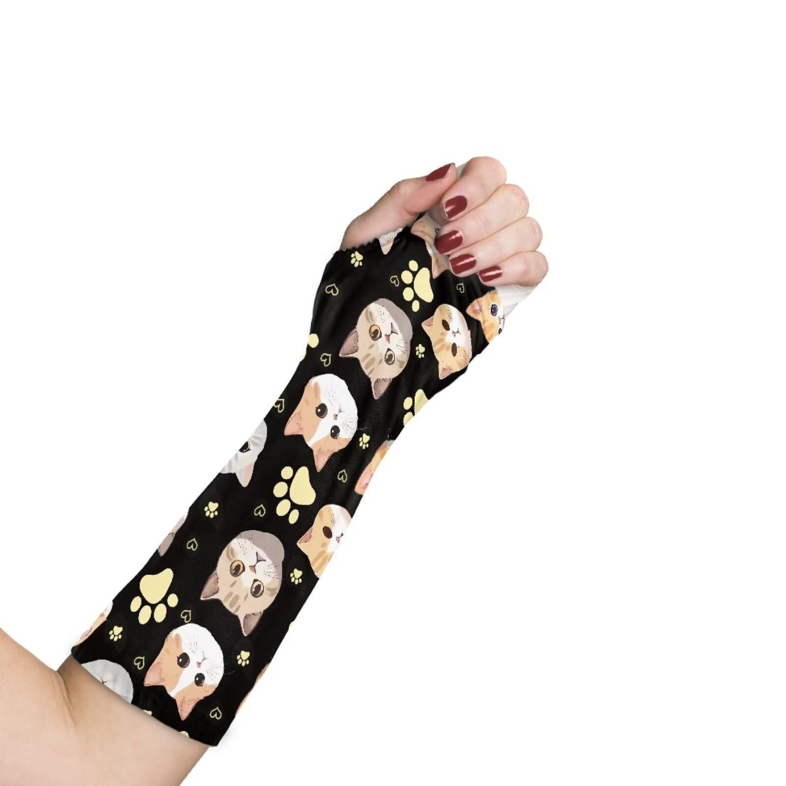 Gomyblomy Gomyblomy Funny Cats Arm Cast Cover Paw Print Arm Cast Protector for Bath Shower Breathable Washable Arm Cast Sleeve for Adults Kids
