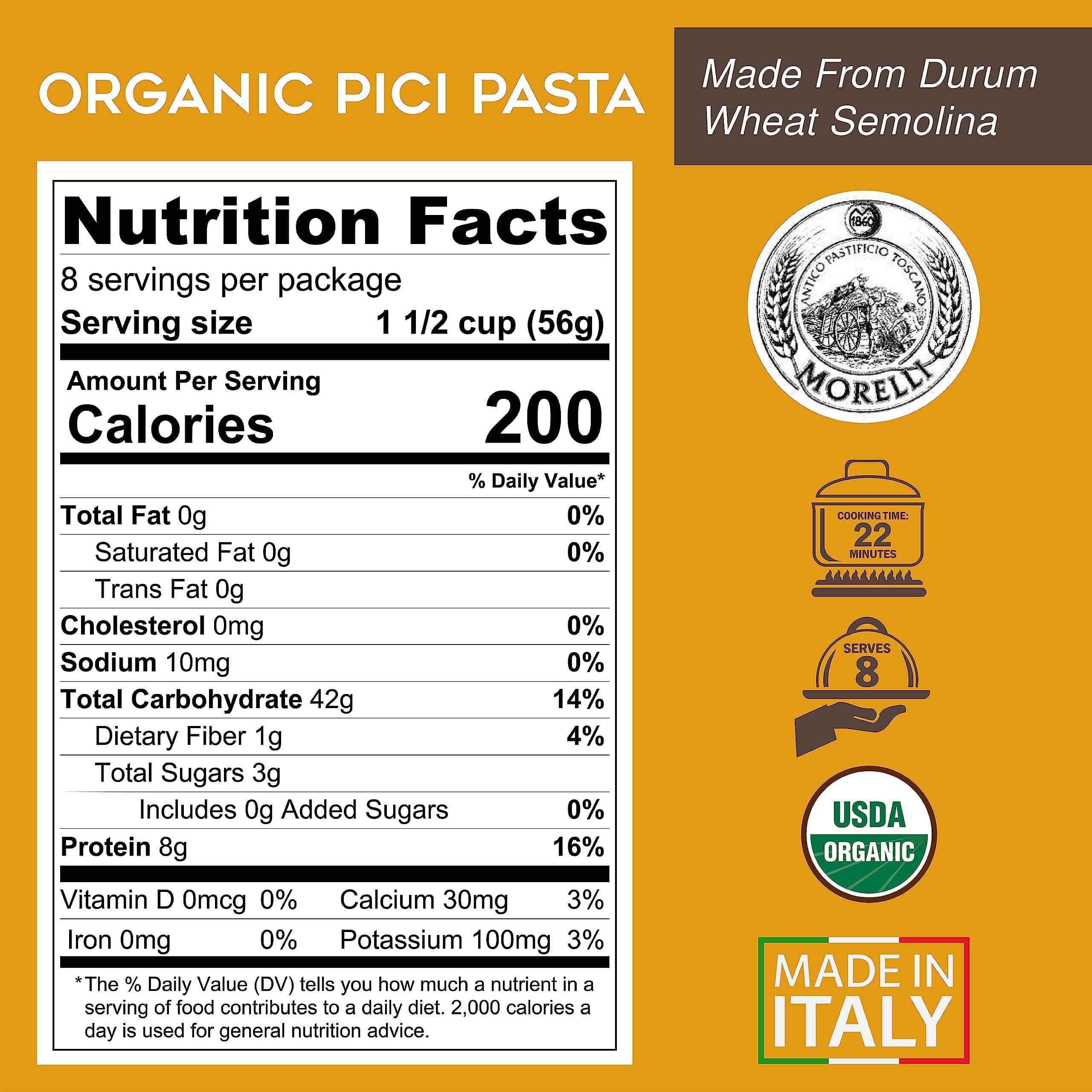 ANTICO PASTIFICIO MORELLI 1860 PASTA AL GERME DI G Morelli Pici Pasta di Toscana - Gourmet Italian Pasta - Organic Pici Noodles - Thick Organic Pasta Nests Made in Italy from Durum Wheat Semolina - 17.6oz (500g) - Pack of 12