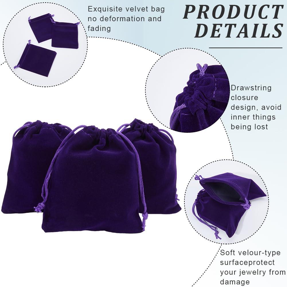 Beebeecraft Beebeecraft 20Pcs Velvet Drawstring Bags Wedding Gift Wrap Bags Purple Velvet Cloth Jewelry Pouches 12x10cm for Jewelry Gifts on Valentine's Day Mother's Day