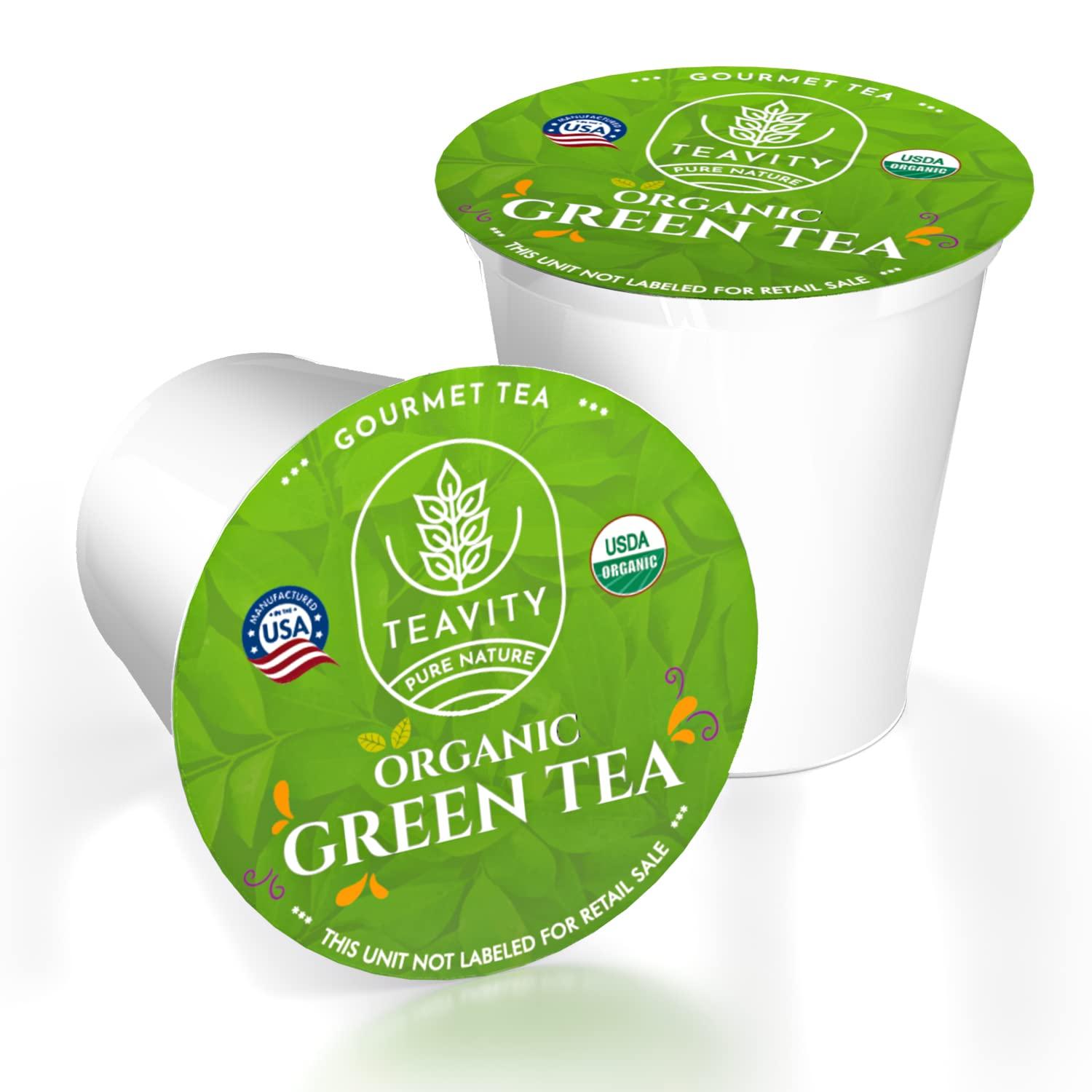 Teavity Organic Green Tea Pods for Keurig - Unsweetened Green Tea for K Cup Machines by Teavity (12 Tea Pods)