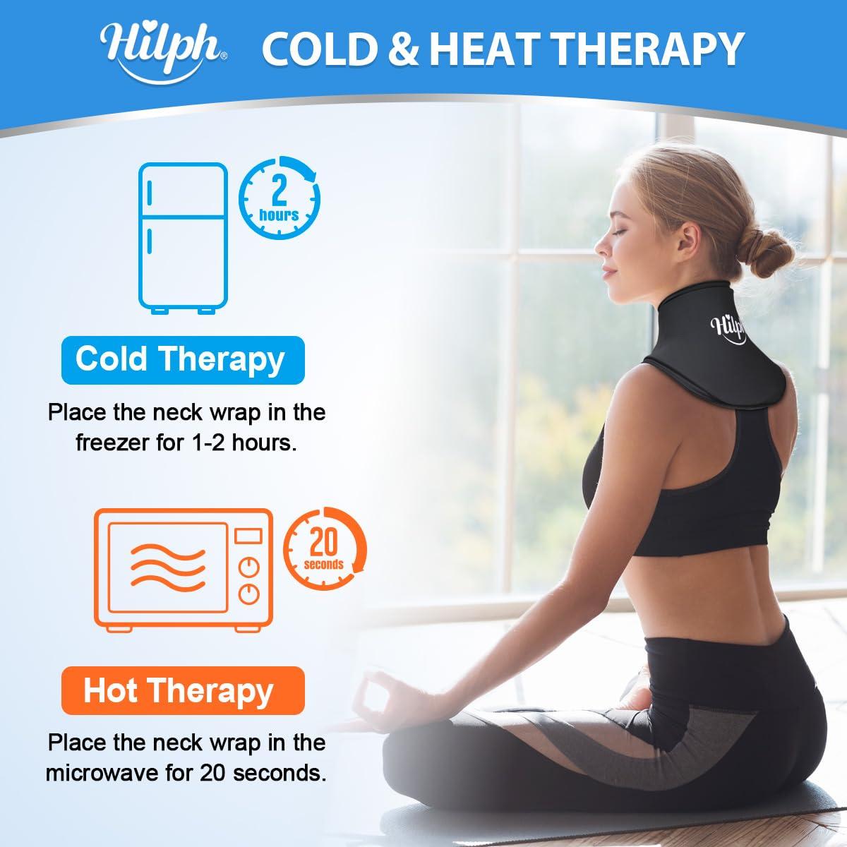 Hilph Hilph Cervical Neck Gel Ice Pack Wrap for Super Snug Fit, Flexible & Comfortable Reusable Hot Cold Therapy for Chronic Neck Pain, Neck Pressure, Sport Injuries, Neck Cervical Surgery (Black)