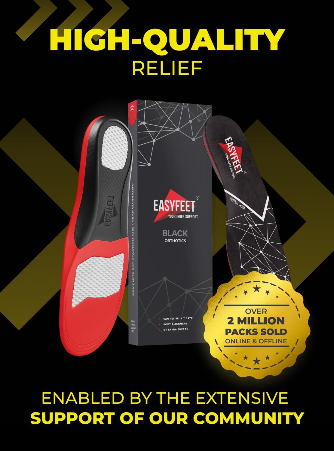 EASYFEET Premium Anti-Fatigue Shoe High Arch Support Insoles Men Women - Plantar Fasciitis Inserts - Orthotic Inserts Shoe Soles Standing All Day - Flat Feet Foot - Work Boot Insoles