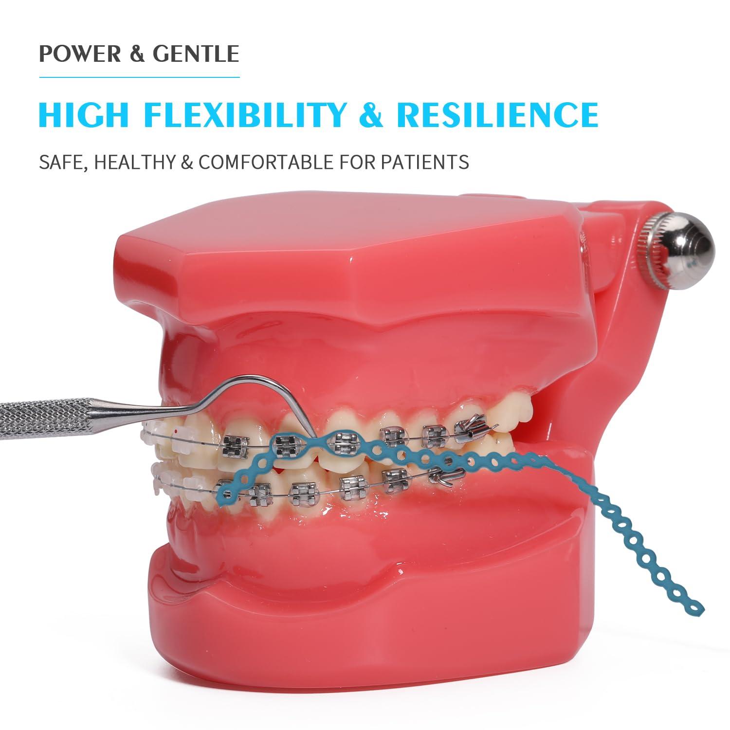 ANNWAH AnhuaDental Colorful Orthodontic Braces Rubber Chains,Dental Rubber Chains for Braces Power Chains for Orthodontic Treatment