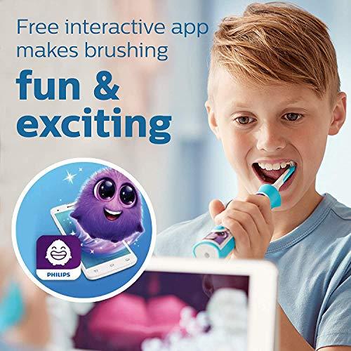Philips Sonicare Philips Sonicare for Kids 3+ Bluetooth Connected Rechargeable Electric Power Toothbrush, Interactive for Better Brushing, Turquoise, HX6321/02