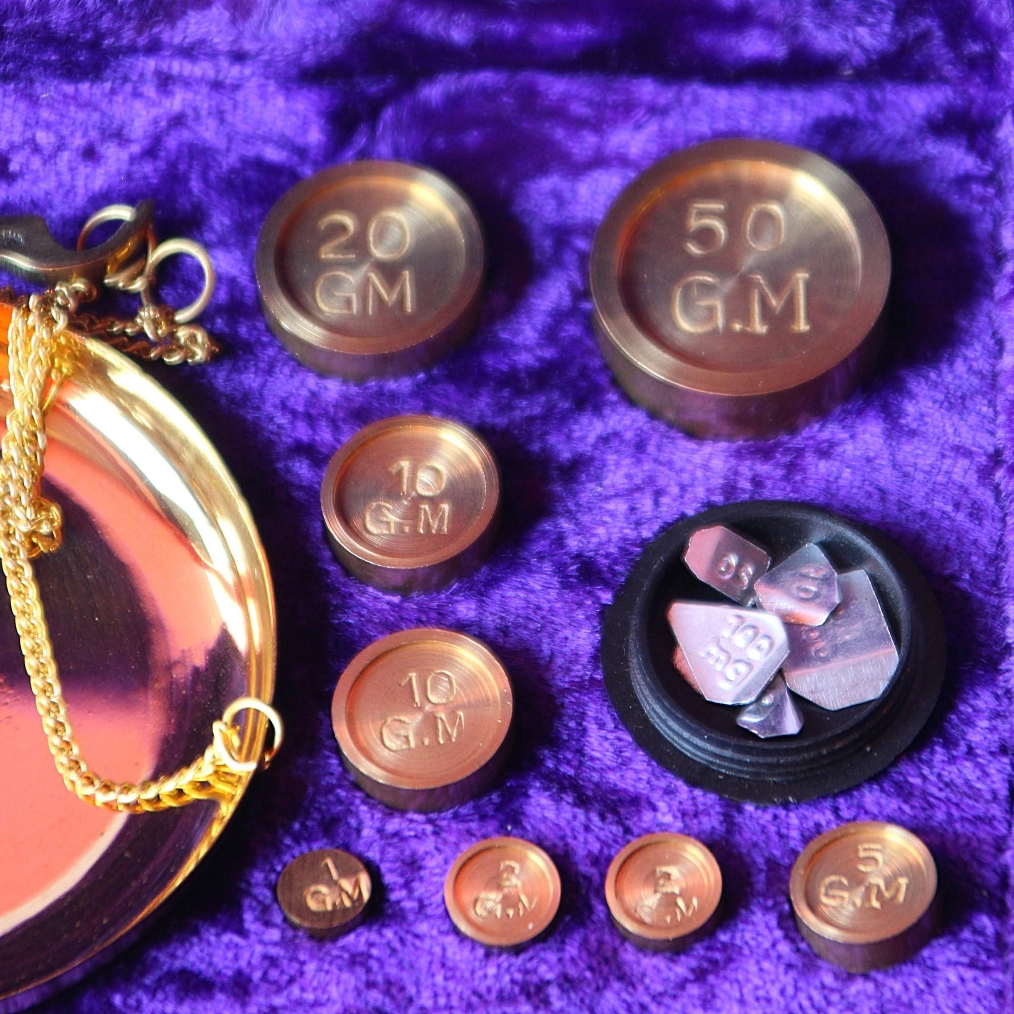 AS BRASS INSTRUMENT Vintage Weighting Scale (tarazu) -Brass Balance Scale-Made in India Gold Scales with Velvet Box