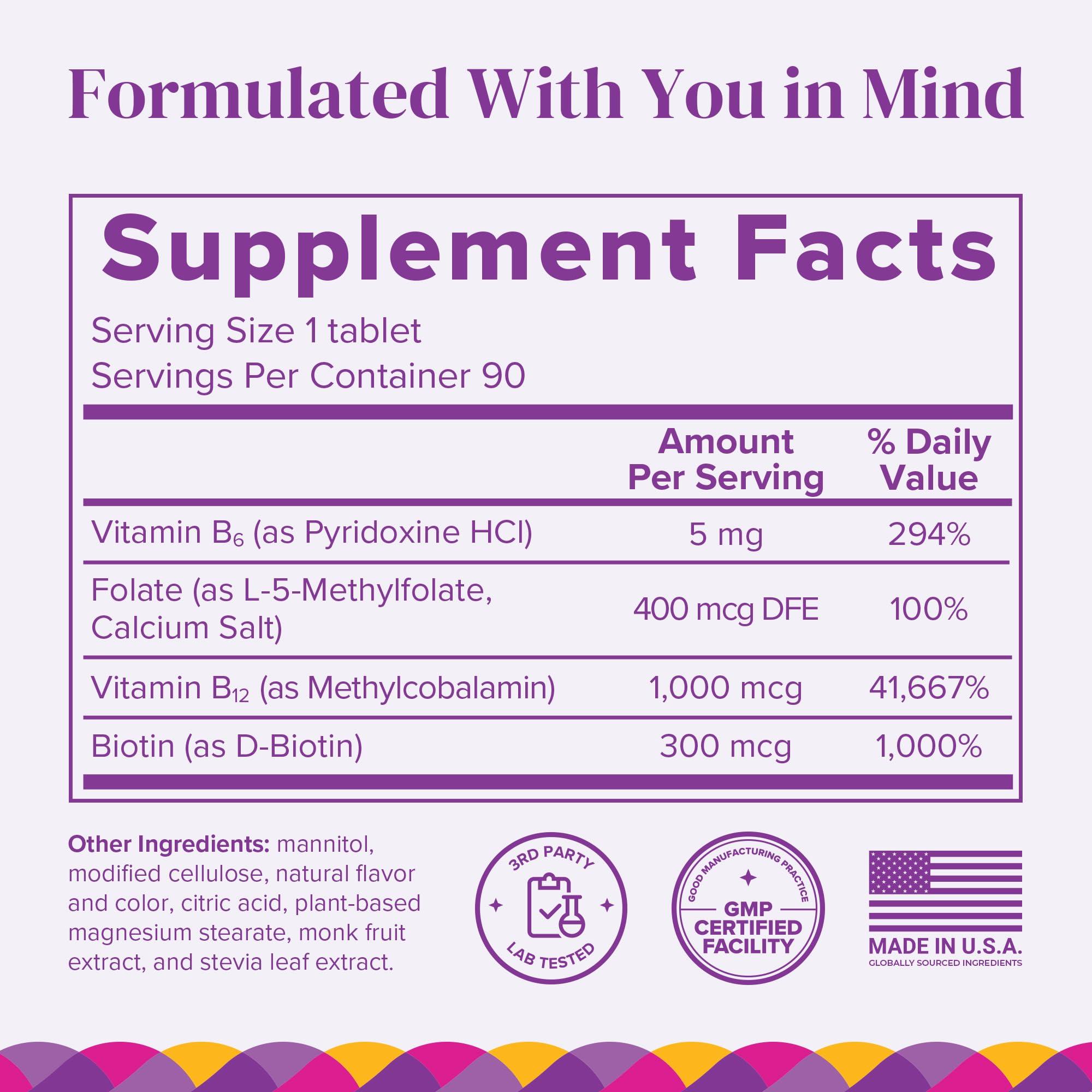 BariMelts BariMelts Vitamin B12 Plus - 90 Fast-Dissolving Tablets (3-Month Supply) - Sugar-Free Bariatric Vitamins for Women, Includes B12, B6, Folate & Biotin, Natural Cherry Flavor