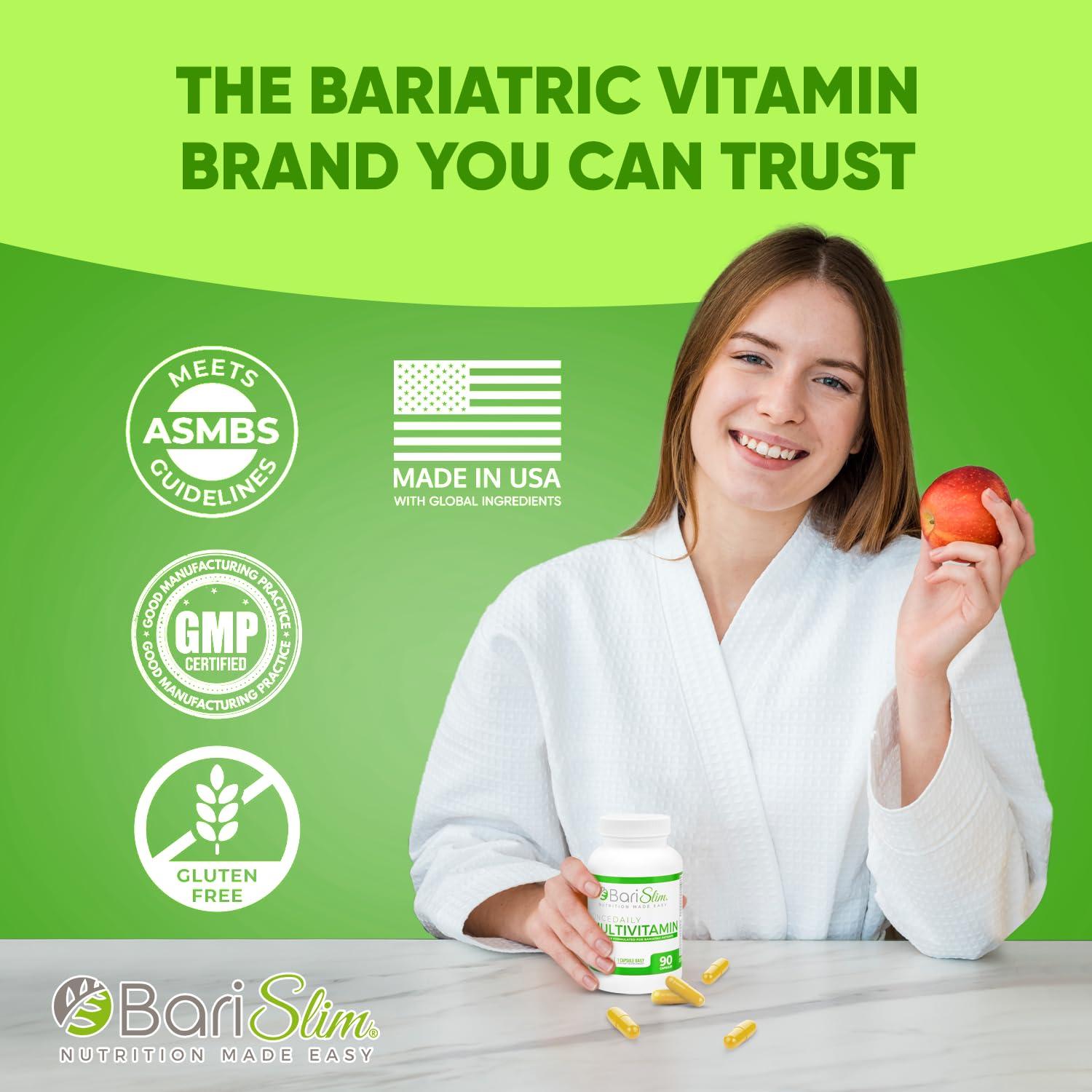 BariSlim BariSlim Once Daily Bariatric Multivitamin Capsule - Iron-Free Formula - Bariatric Vitamin and Supplement for Post Bariatric Surgery, Including Gastric Bypass and Gastric Sleeve | 90-Day Supply