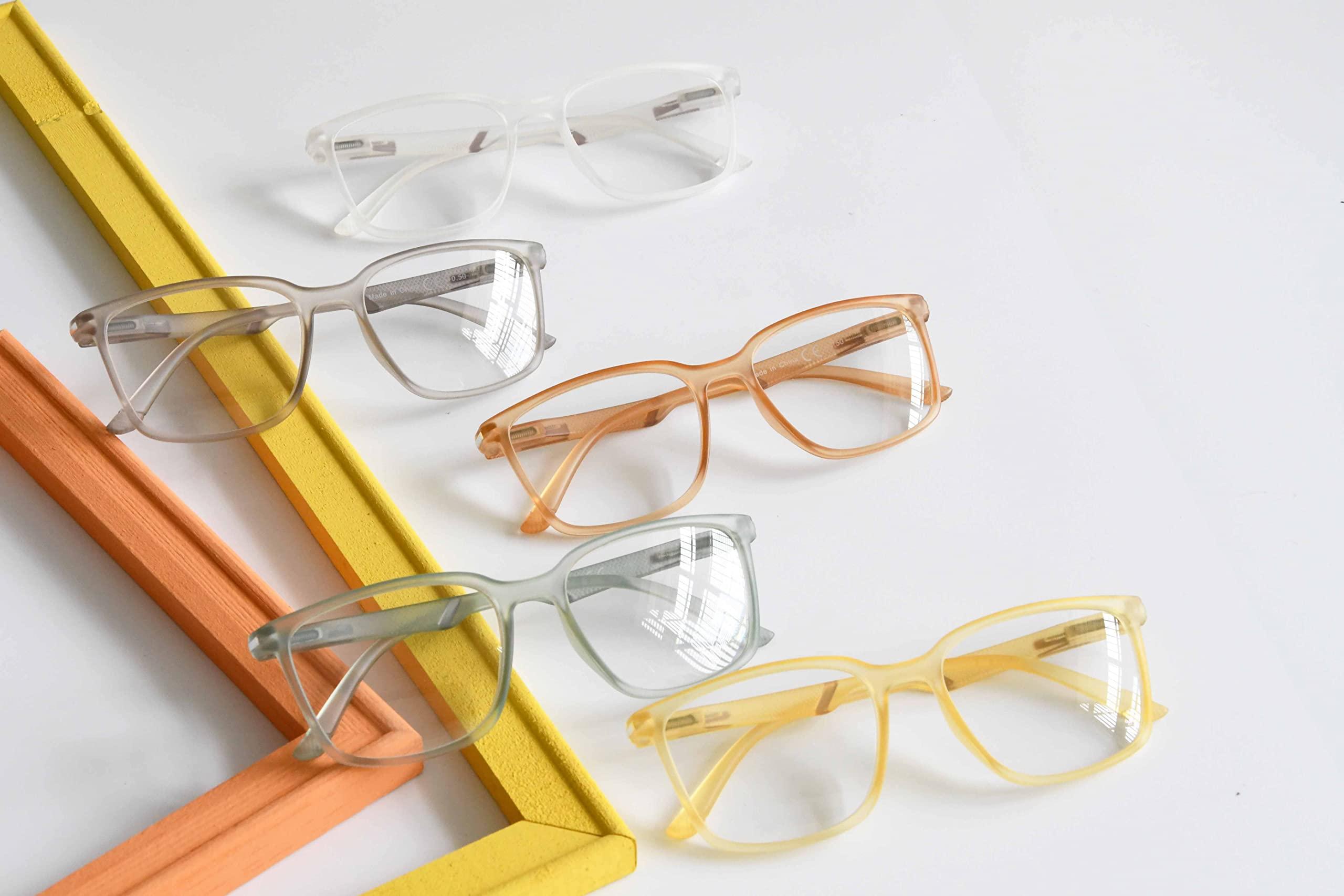 Eyekepper Eyekepper 5 Pack Reading Glasses Large Frame Square Readers Spring Hinges Men Women +3.50