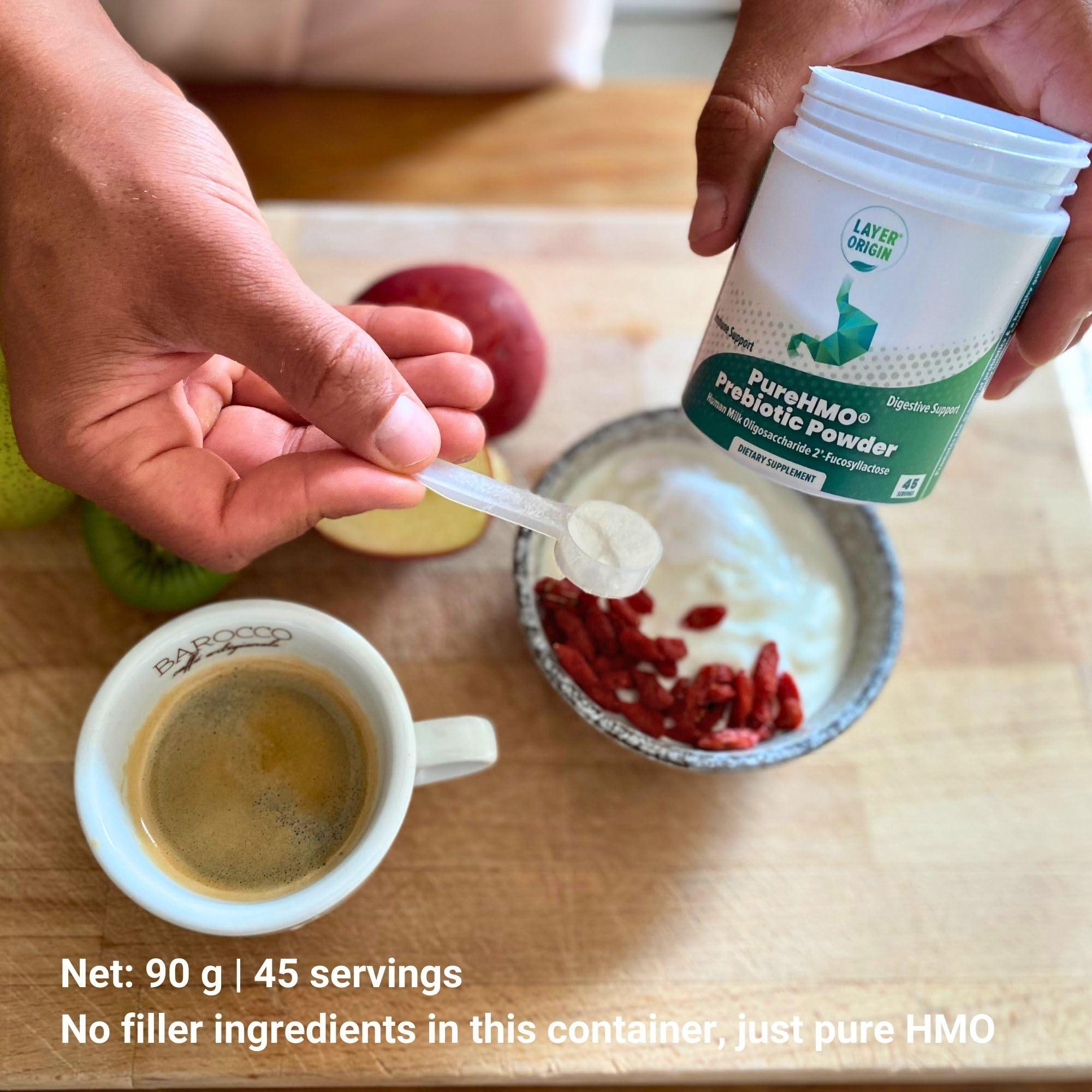 Layer Origin Layer Origin | PureHMO Human Milk Oligosaccharide (HMO 2'-FL) Prebiotic Powder - Feed 200 Billion Probiotics/Scoop, 45 Servings
