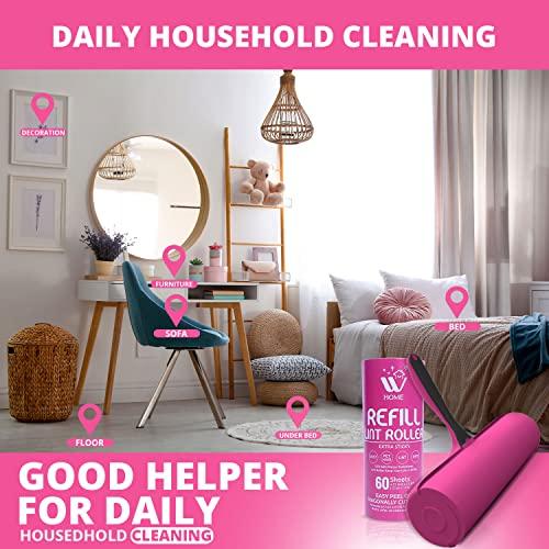 WBM Home WBM Lint Roller Refills, Extra Sticky Lint Remover for Pet Hair, Best for Couch, Clothes & Furniture, Lint Remover, Pack of 4, Total Sheets 240