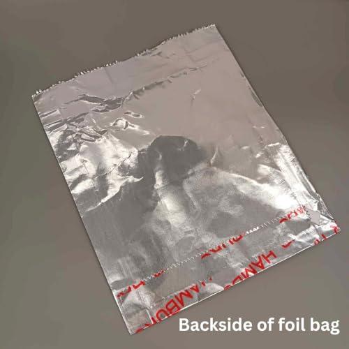 Oasis Supply Large Foil Hamburger/Sandwich Bags - Grease Resistant, Keeps them Hot -Words in Red say - "Hamburger" 100 Count