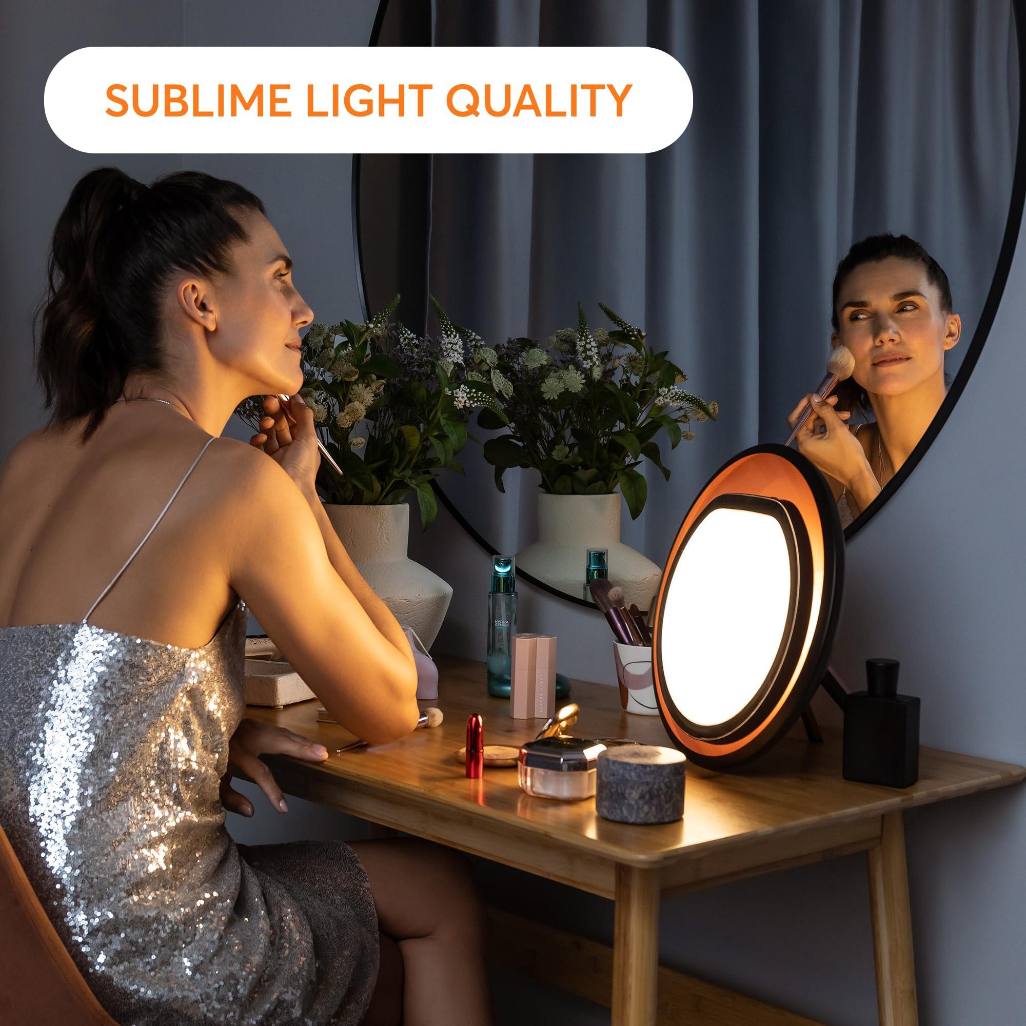 Lumie Lumie Halo | 10,000 Lux Light Therapy Lamp for Winter Blues Relief, Mood Boost, and Energy | Adjustable Brightness and Color Temperature | Simulates Natural Sunlight | Black/Copper