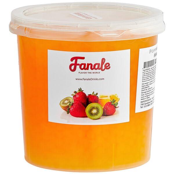 Fanale Fanale Mango Popping Boba Pearls, Vegan, Non GMO, Gluten Free, Fat Free, Perfect for Bubble Tea, Smoothies, Ice Cream, Desserts, and Beverages.