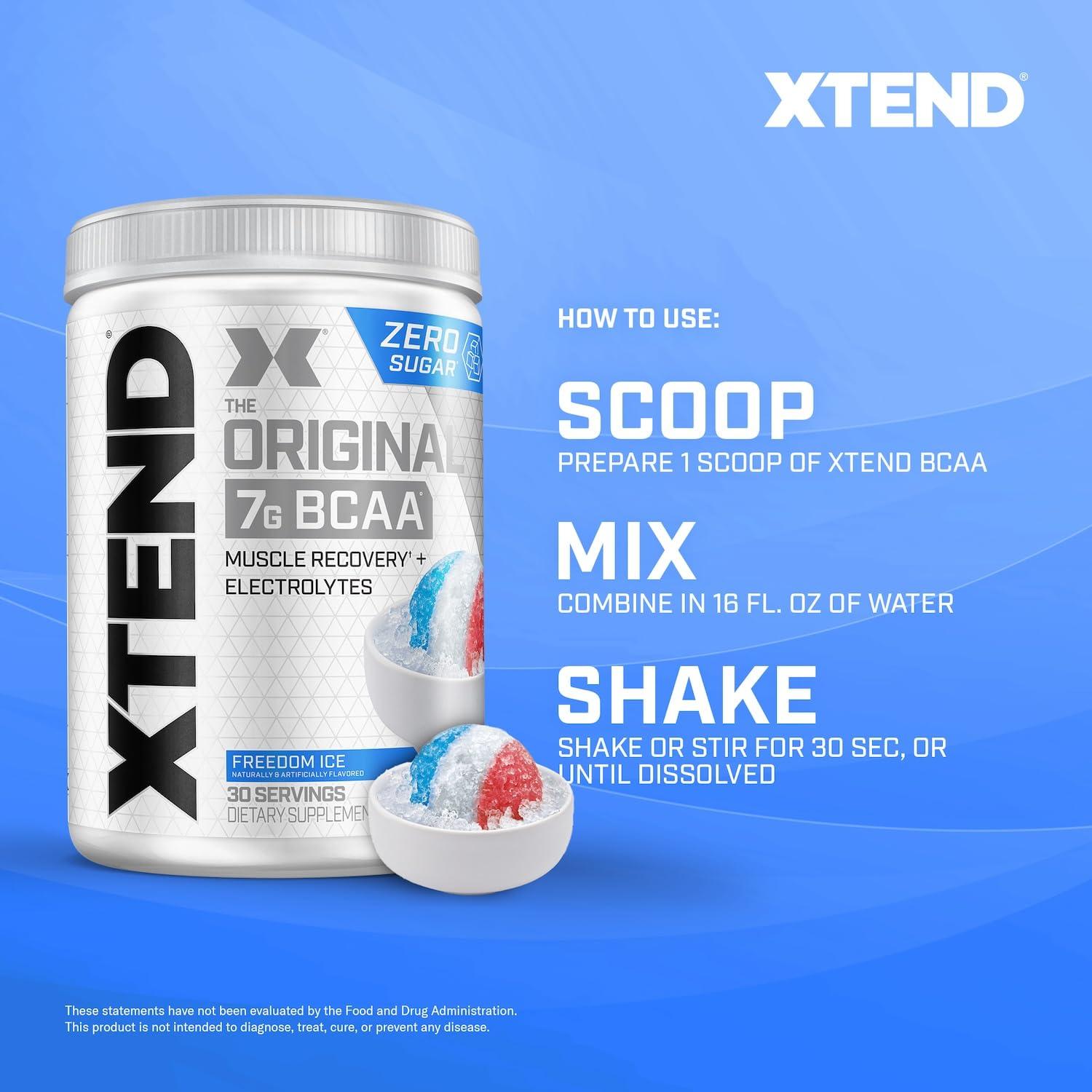 Xtend Xtend XTEND Original BCAA Powder 7g BCAA and 2.5g L-Glutamine, Sugar Free Post Workout Muscle Recovery Drink with Amino Acids for Men & Women, 30 Servings