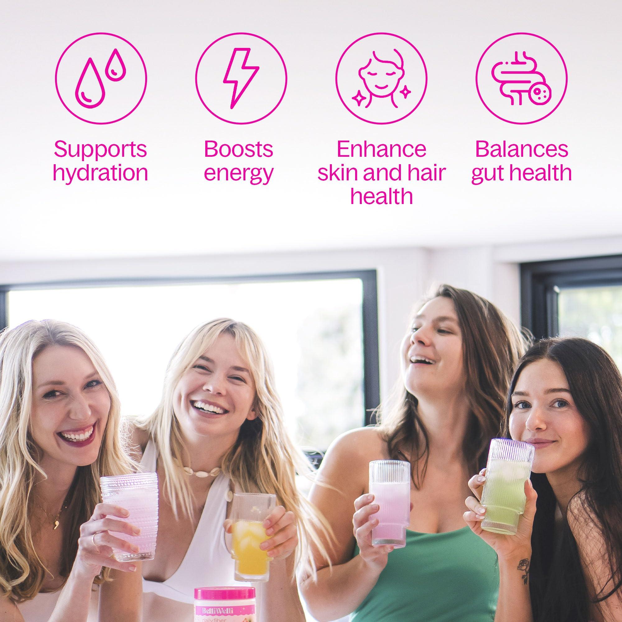 Belli Welli Belli Welli Daily Fiber Supplement with Added Collagen, Probiotics and Electrolytes | Supports Digestive Health and Regularity | Cucumber Lime Cooler | 16 Servings