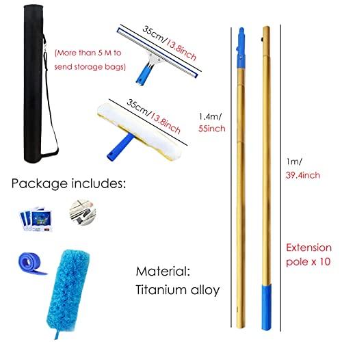 YXXSDP Window Washing Kit with Extension Pole, Window Cleaning Tool & Window Washer Squeegee, for Commercial Hotels Household (Size : Length 11.5m/453inch/37.7ft)