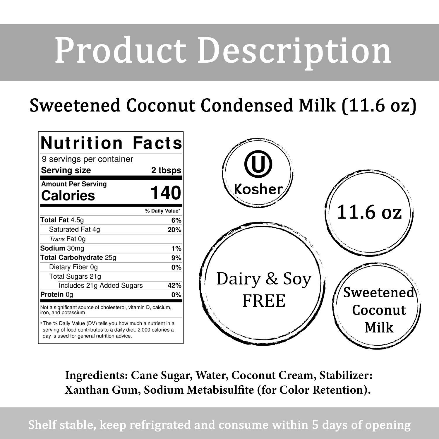 Jamaican Choice Sweetened Coconut Condensed Milk, Dairy & Soy Free, Vegan & Gluten free Kosher | 11.6 Oz (Pack of 4) - by Jamaican Choice