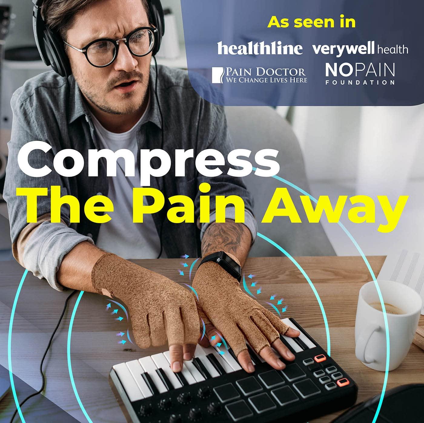 Sparthos Sparthos Arthritis Hand Compression Gloves - Helps With Carpal Tunnel & Rheumatoid Artritis Pain - Support Your Hands While Typing - Fingerless Circulation Glove - Fits Men & Women (Beige - Large)